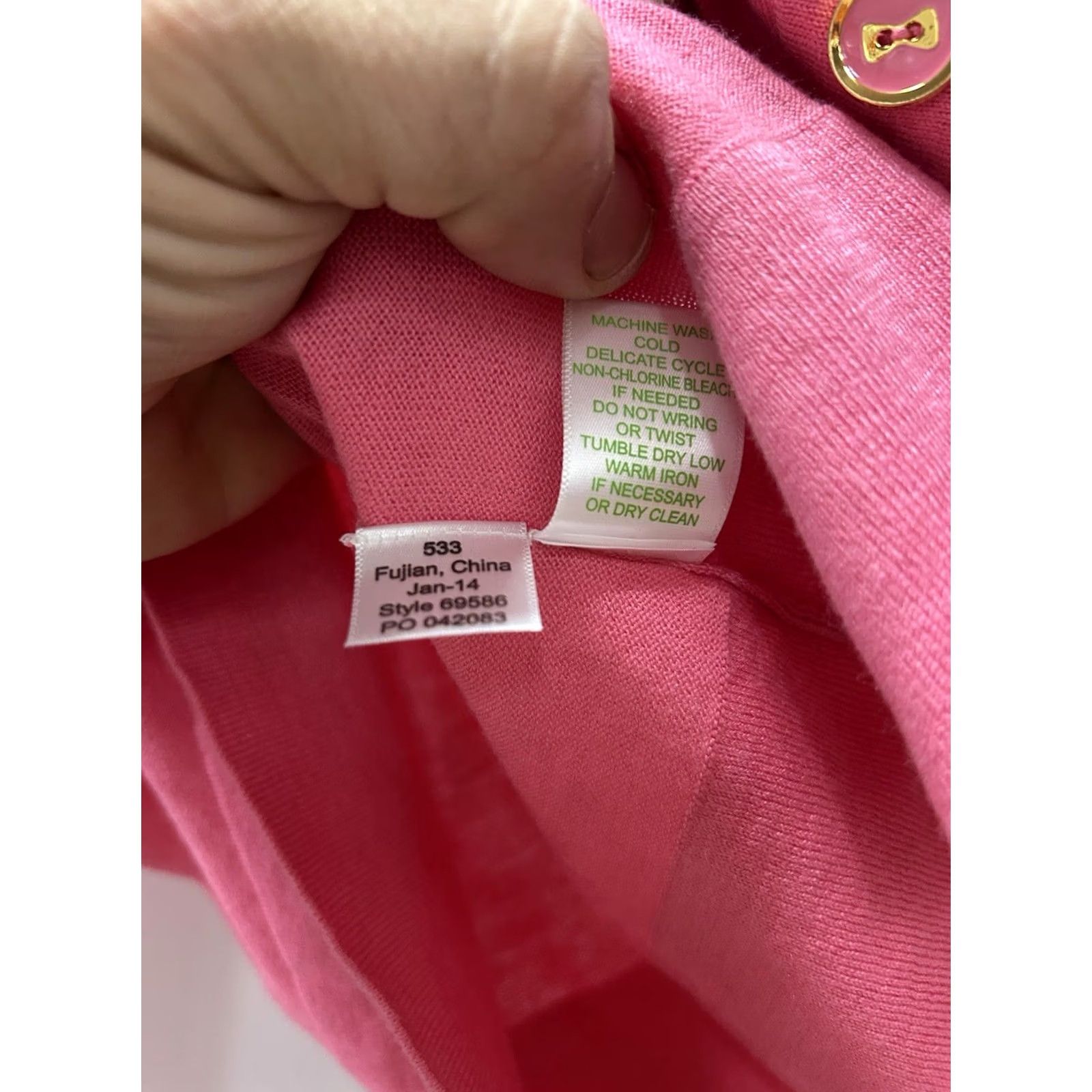 Lilly Pulitzer Womens Lilly Pulitzer Pink ButtonUp LongSleeve Knit Cardigan Sweater XS Ladies Pink Cotton, Modal Solid Button Accents 3/4 Sleeve Womens Cardigan Size XS / US 0-2 / IT 36-38 - 8 Thumbnail