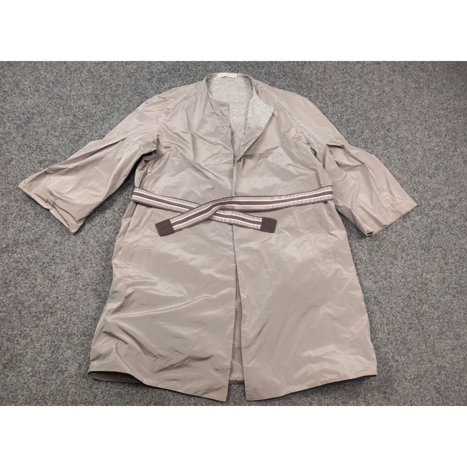 Fabiana Filippi Fabiana Filippi Italy Design Jacket Coat Wrap-around Belt Champagne Color 3/4 Sleeve L Womens Knit Nylon-like Solid 92 cm Length Size L / US 10 / IT 46 - 3 Thumbnail