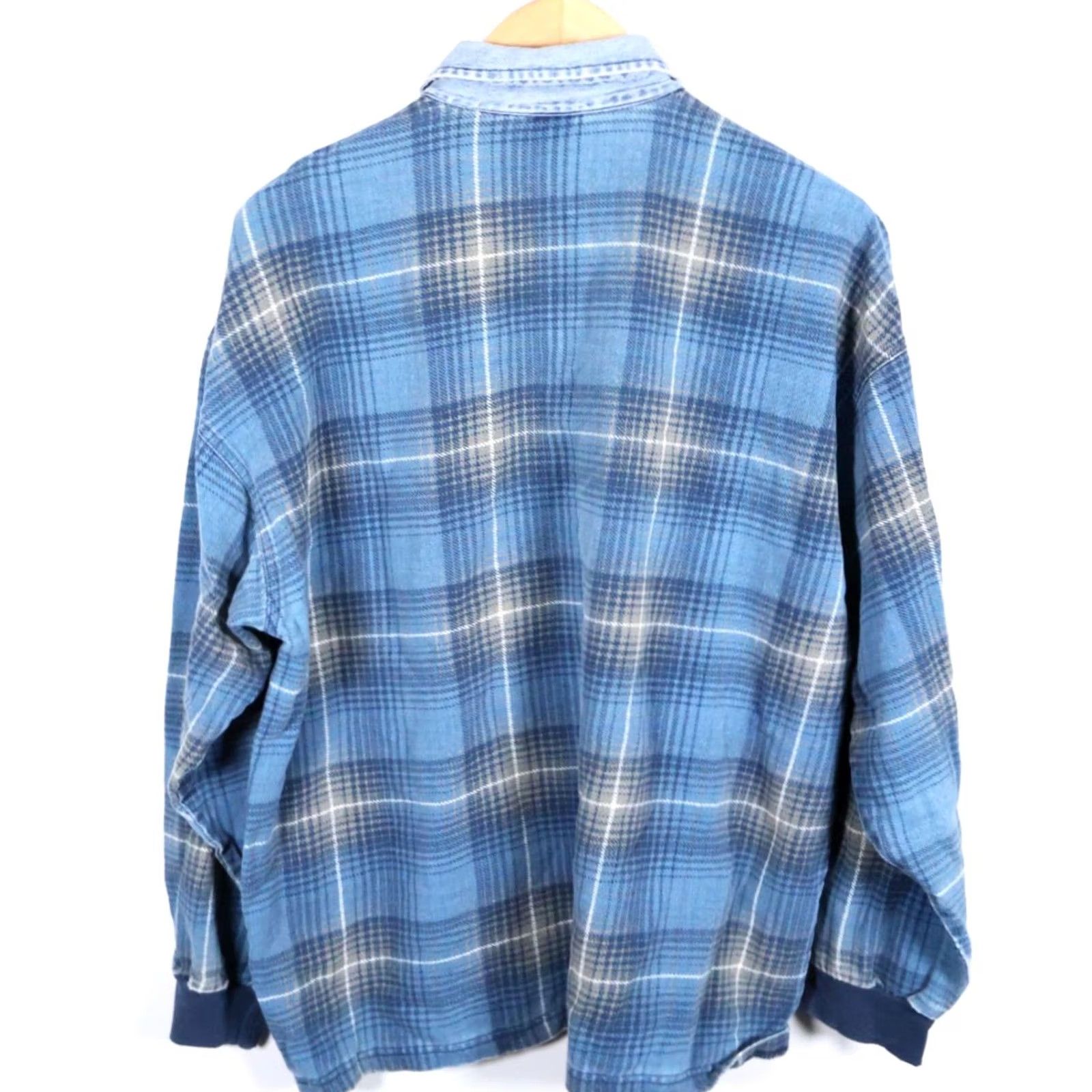 Vintage VINTAGE Structure Polo Shirt XL Blue Plaid Denim Collar USA Tag 90s Long Sleeve Men's Size US XL / EU 56 / 4 - 2 Thumbnail