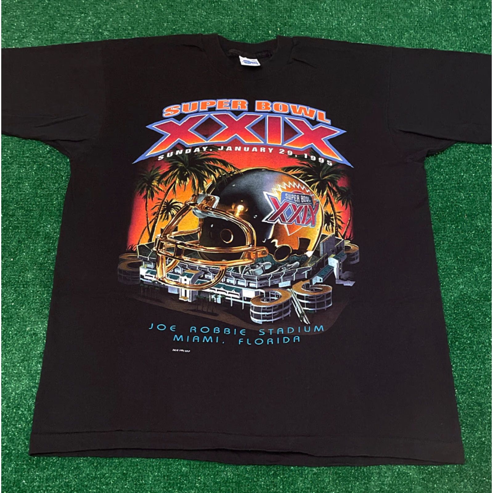Salem Sportswear VINTAGE 90s Miami Florida Stadium NFL Super Bowl Shirt Mens Size L Size US L / EU 52-54 / 3 - 3 Thumbnail