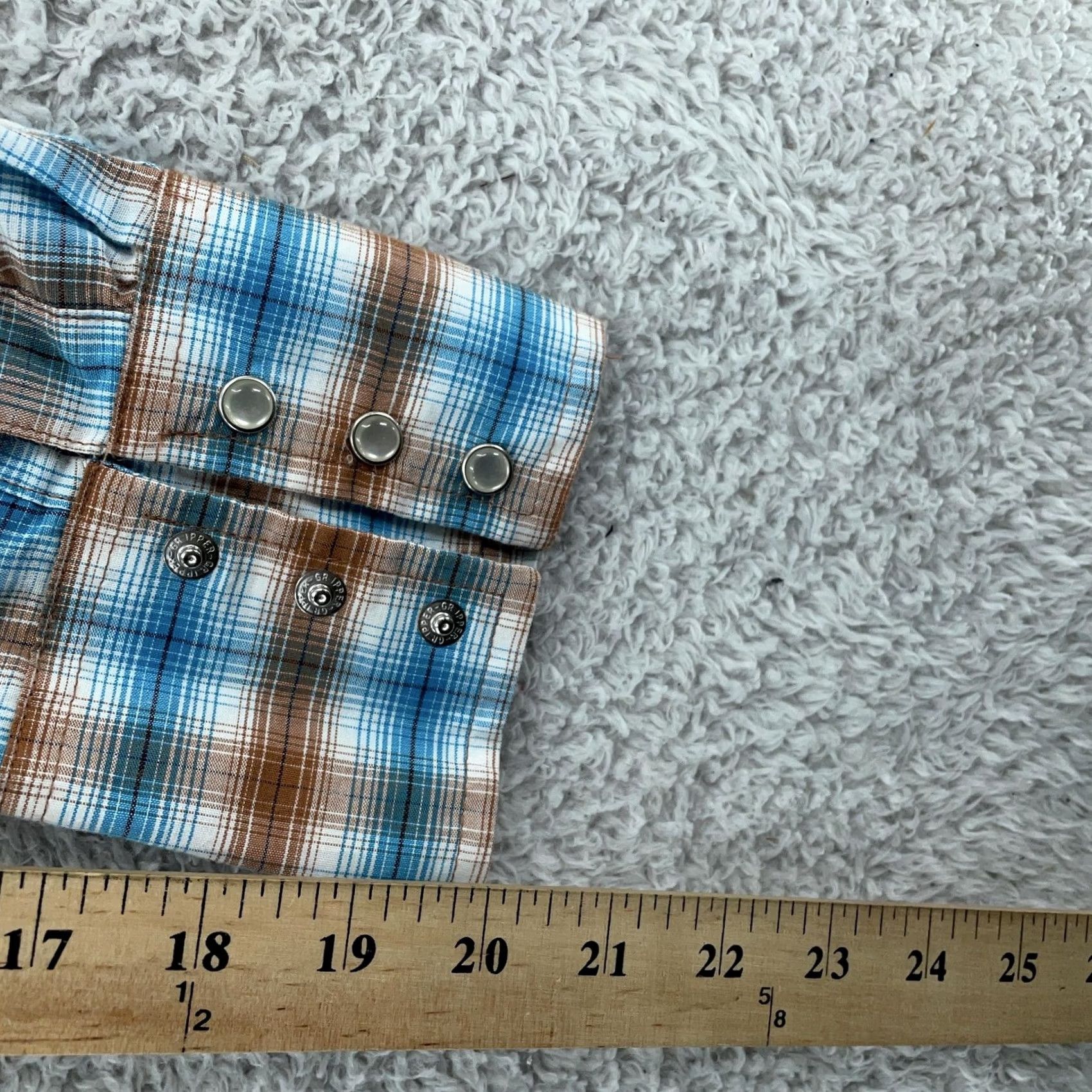 Wrangler Wrangler Shirt Mens M Blue Brown Plaid Western Cowboy Yoke Collared Pearl Snap Size US M / EU 48-50 / 2 - 6 Thumbnail