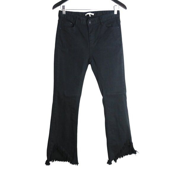 Oak + Fort Oak + Fort Black Fit & Flare Fringe Shark Raw Hem Jeans Size 28" / US 6 / IT 42 - 1 Thumbnail