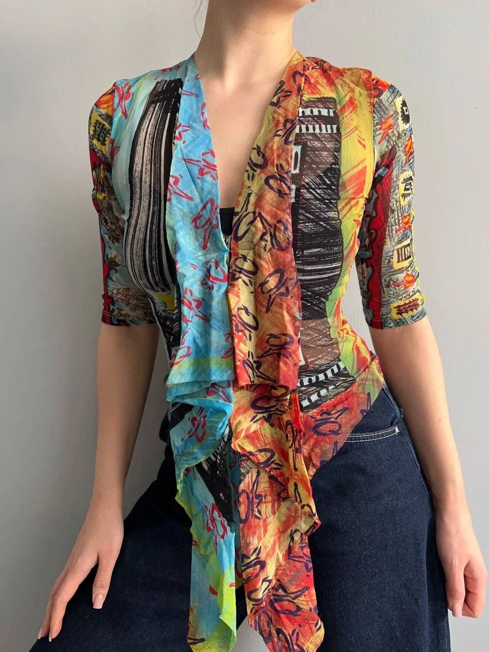 Other Save The Queen Print Long Sleeve asymmetric Avant-Garde Y2K Size M / US 6-8 / IT 42-44 - 1 Thumbnail