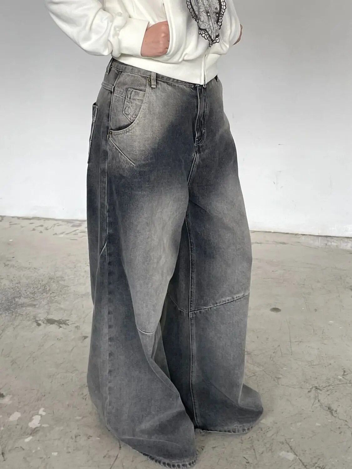 image of Distressed Denim Washed Distressed Unisex Denim Pant in Black, Men's (Size 28)