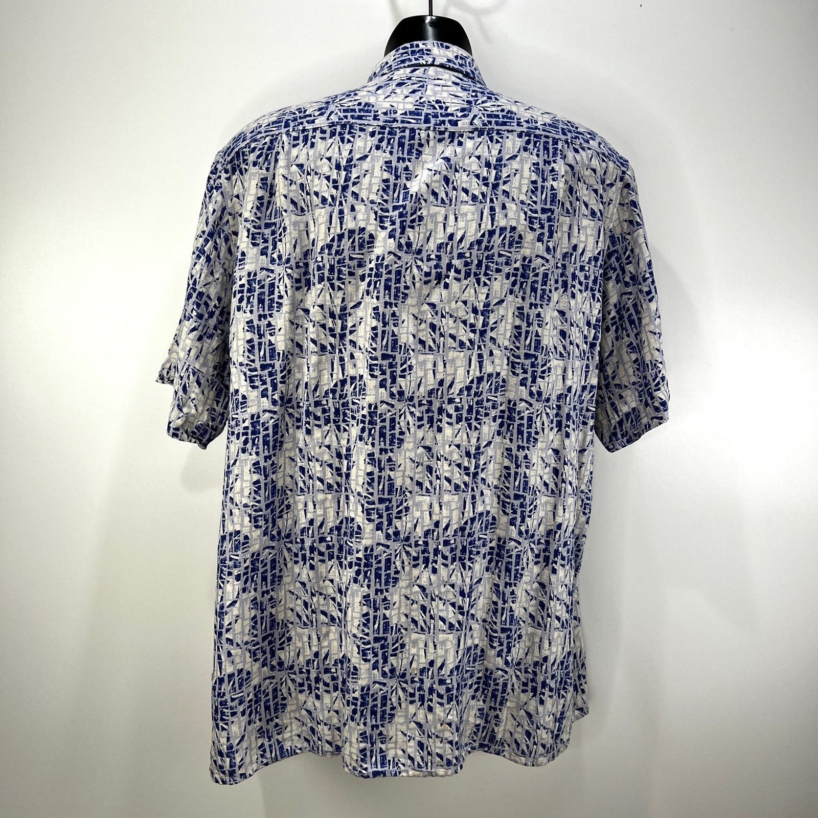 Tasso Elba Tasso Elba Island Silk & Linen Printed Button Up Shirt Blue Size US XL / EU 56 / 4 - 6 Thumbnail