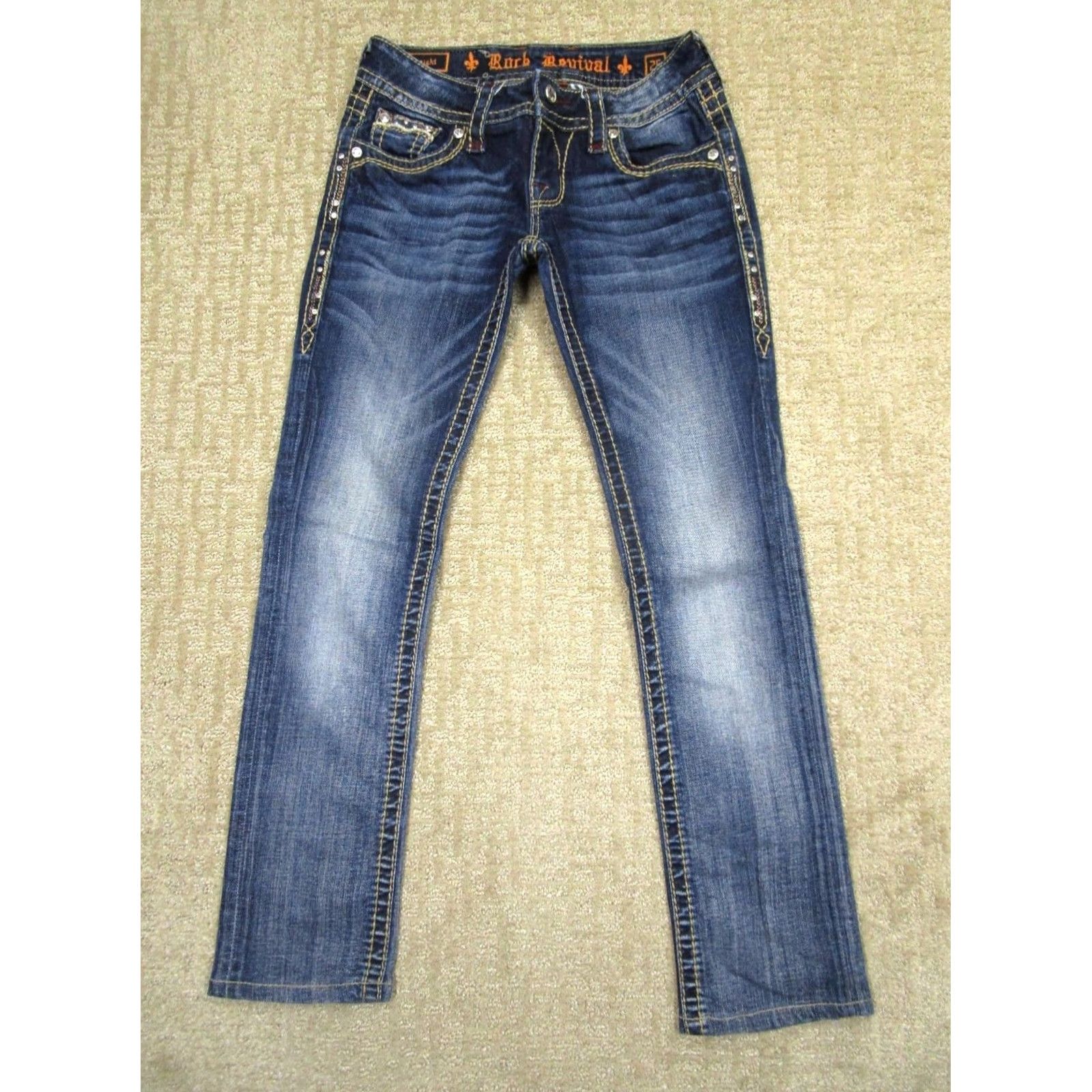 Vintage Rock Revival Jeans Women 26 Blue Low Rise Slim Bootcut Denim Jeans Size 26" / US 2 / IT 38 - 2 Thumbnail