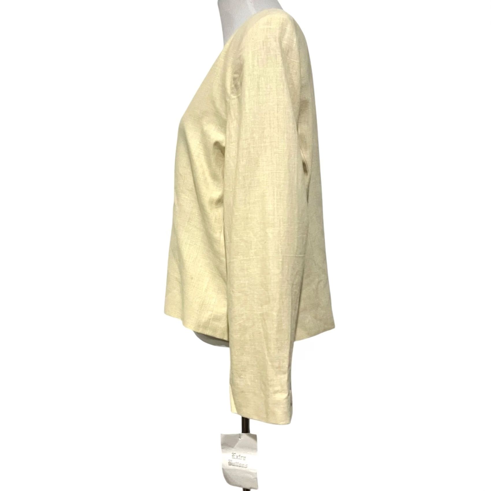 Orvis VINTAGE Orvis Blazer Jacket Womens 18 Cream Linen Blend Button Front Top Shirt Size XXL / US 16-18 / IT 52-54 - 4 Thumbnail