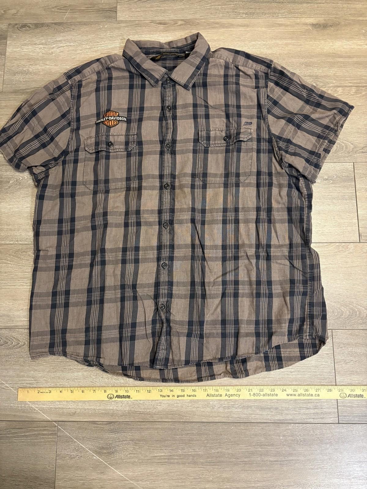 Harley Davidson Harley Davidson Shirt Mens 3XL Grey Plaid Short Sleeve Size US XXL / EU 58 / 5 - 3 Thumbnail