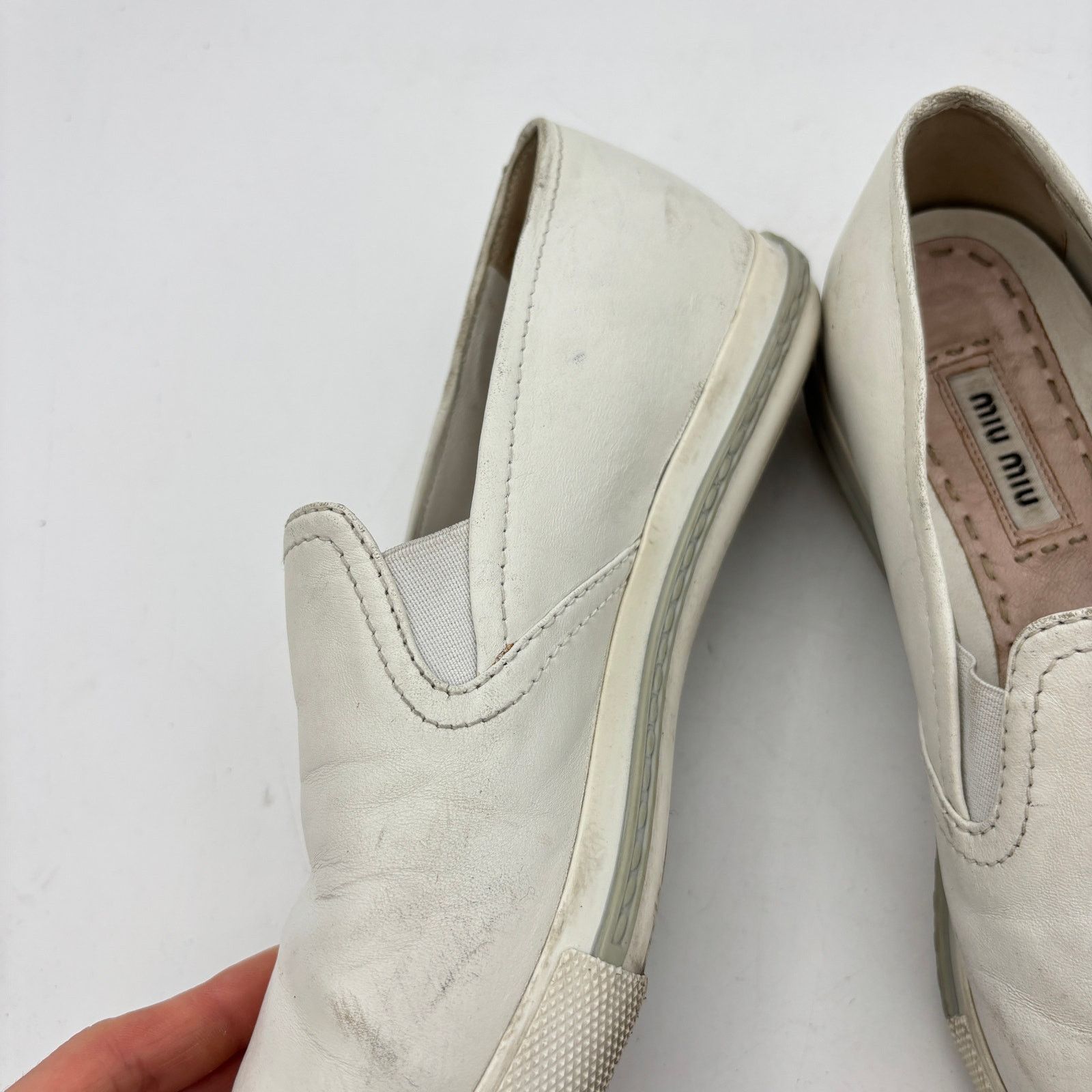 Miu Miu Miu Miu Leather Metal Point Cap Toe Slip On Shoes 35.5 / 5.5 Size US 5.5 / IT 35.5 - 12 Thumbnail