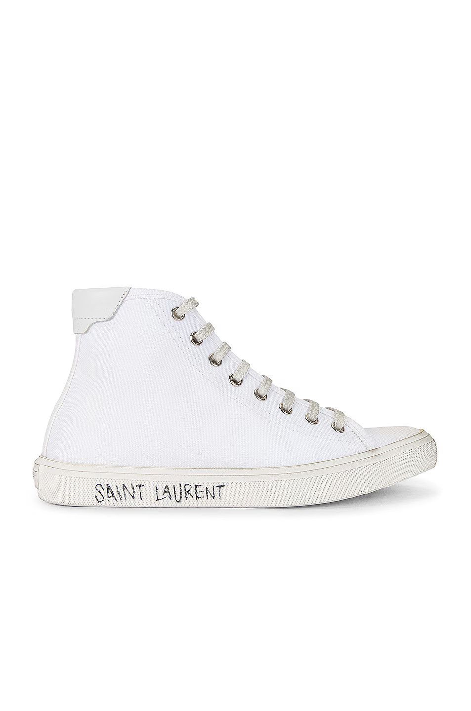 Saint Laurent Paris o1s1wg111024 Malibu Mid-Top Sneakers Canvas Leather White Size US 8 / IT 38 - 1 Thumbnail