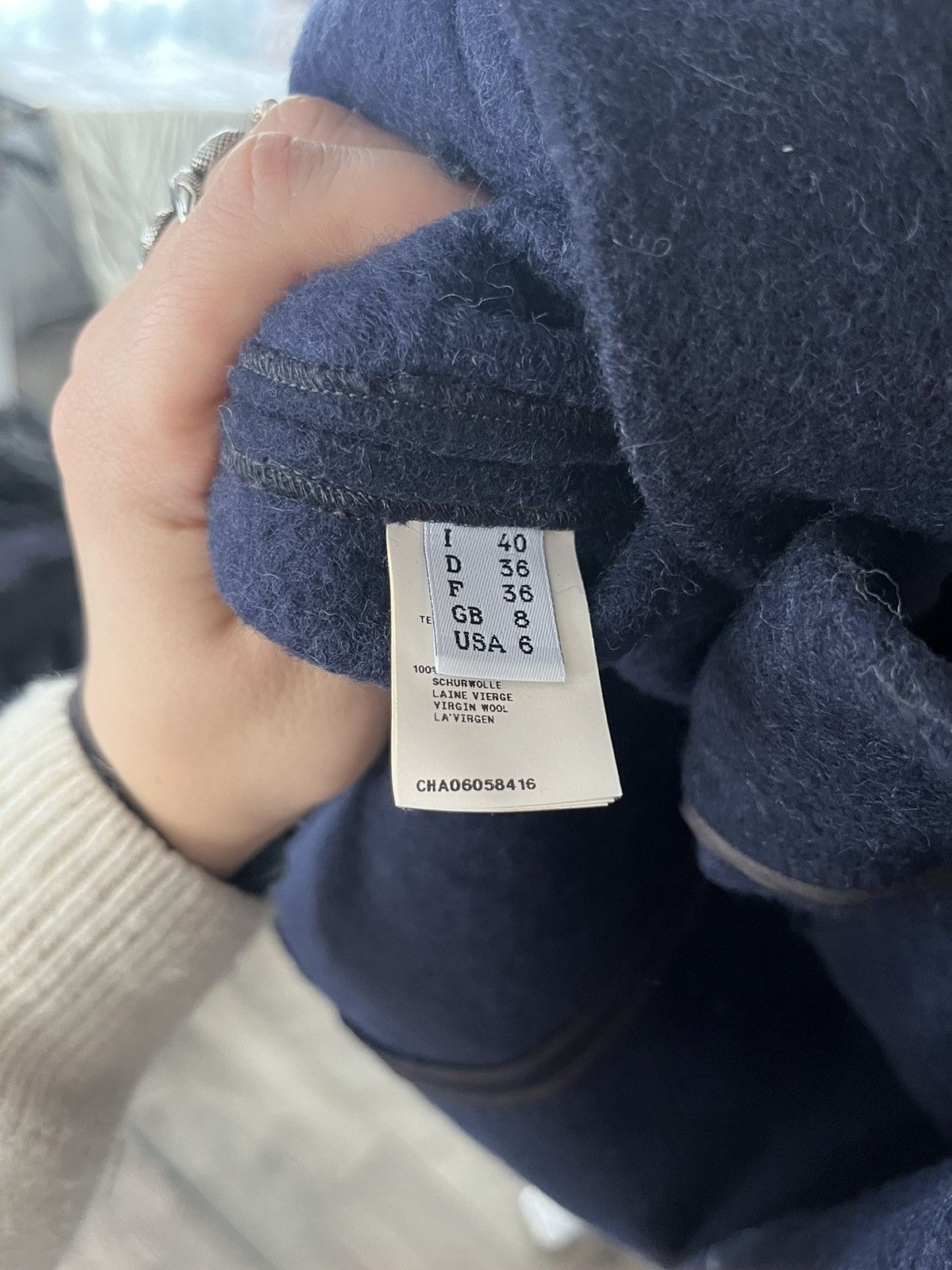 Cacharel Cacharel Virgin Wool Duffle Coat Navy/Grat Hooded Size US 6 Size M / US 6-8 / IT 42-44 - 6 Thumbnail