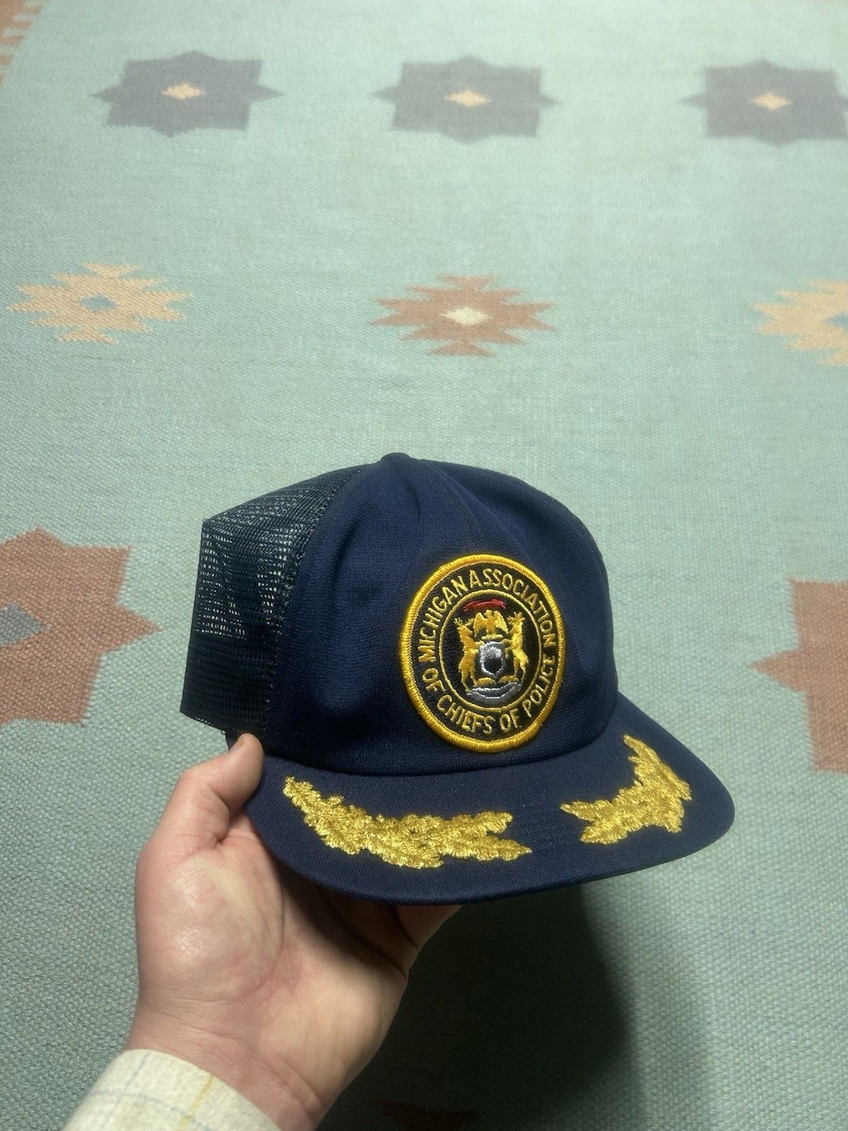 Vintage Vtg trucker hat mesh Michigan chiefs of police patch mad USA Size ONE SIZE - 1 Thumbnail