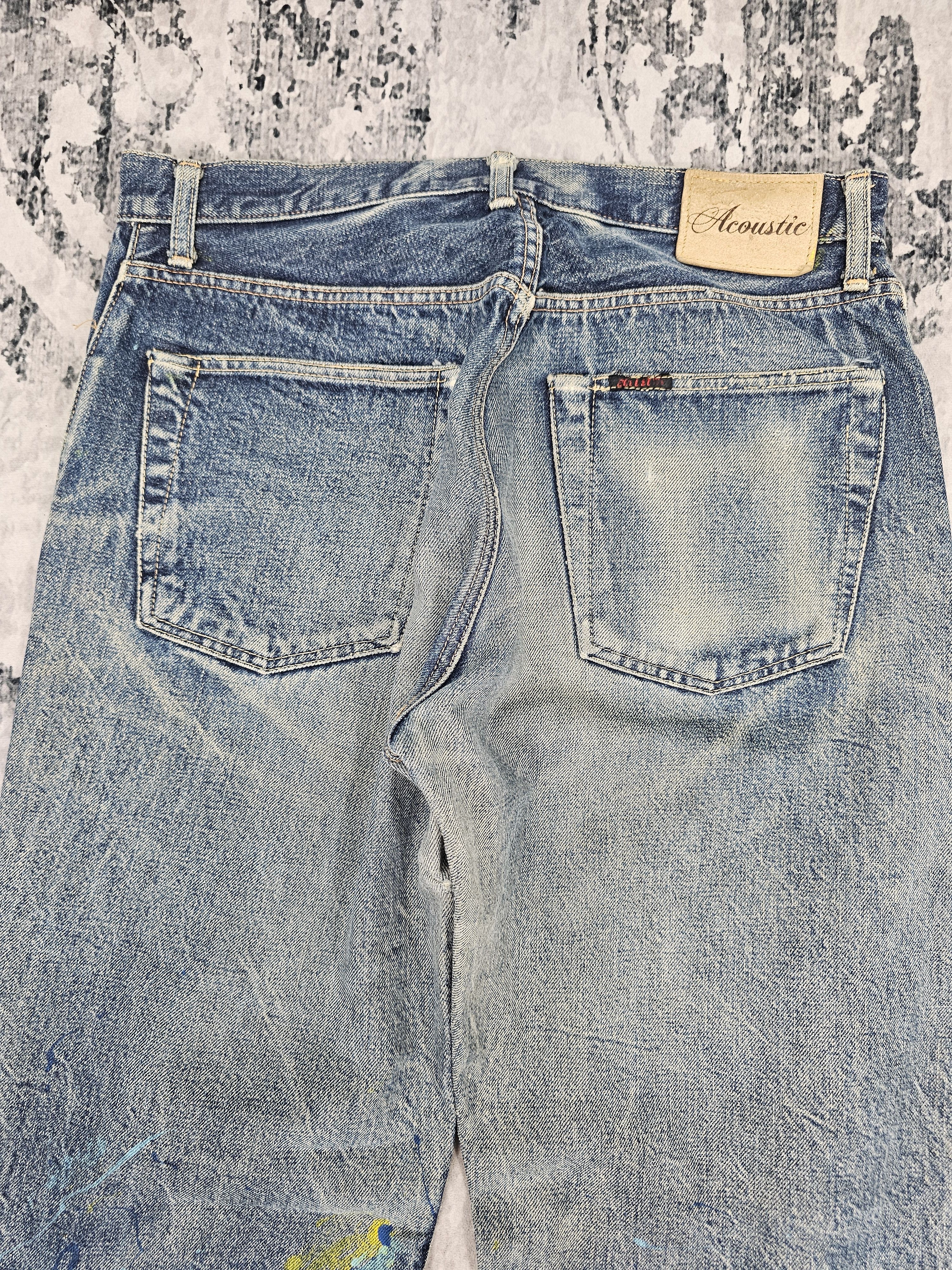 Japanese Brand ACOUSTIC Selvedge Redline Paint Splash Ripped Jeans JB0315 Size US 32 / EU 48 - 7 Thumbnail