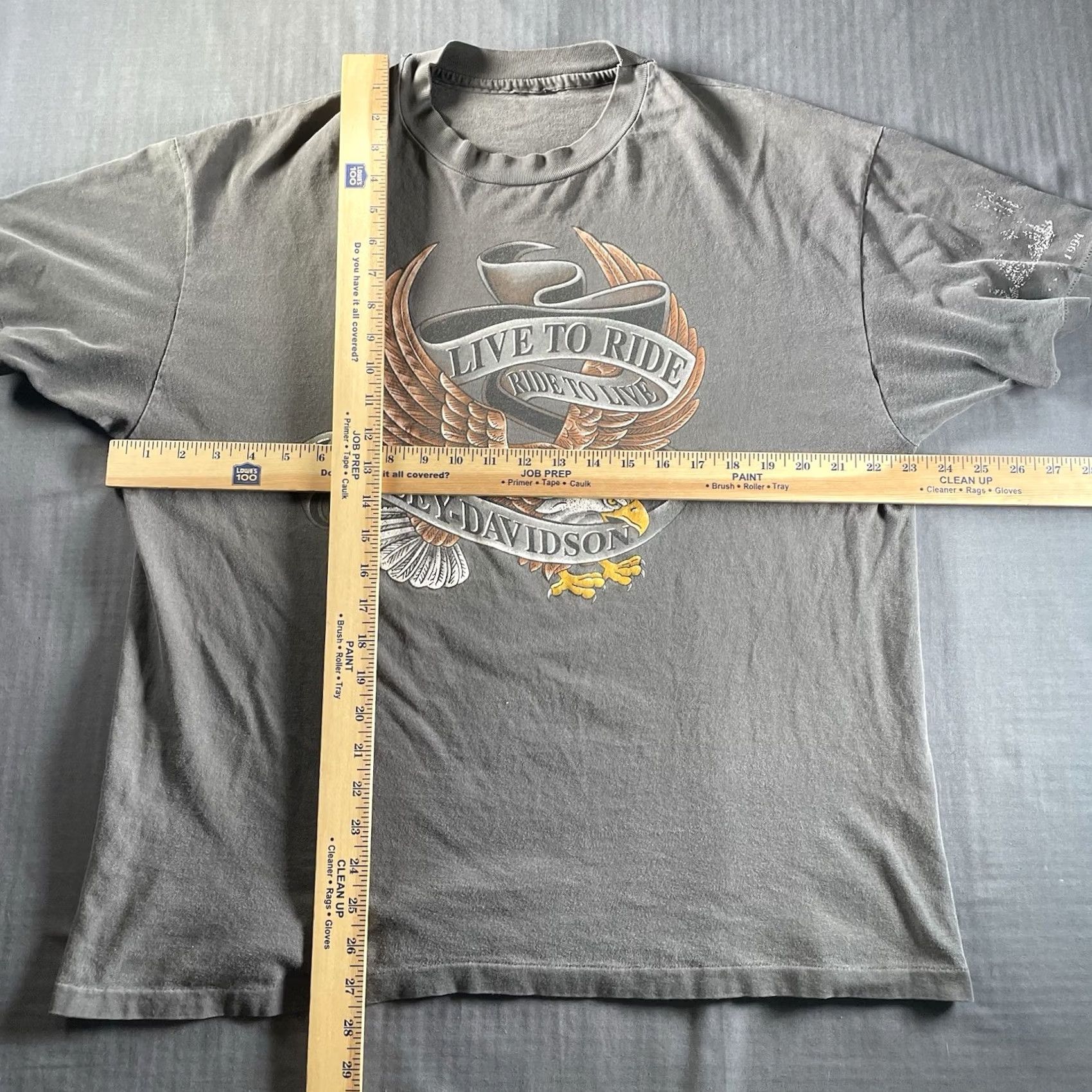 Harley Davidson VINTAGE Harley-Davidson Shirt Mens XL Live To Ride Ride To Live Eagle 1994 Logo Gray Size US XL / EU 56 / 4 - 6 Thumbnail