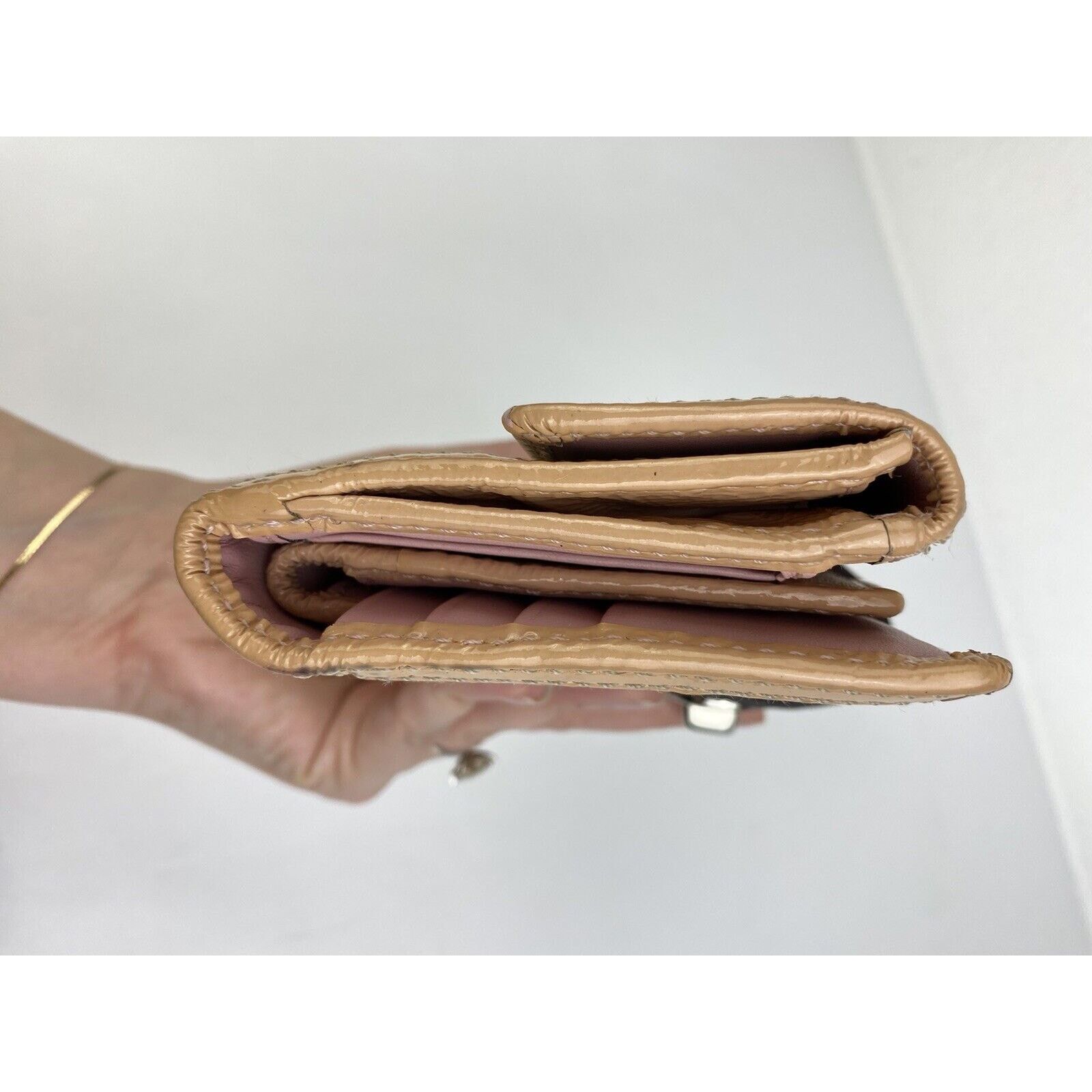 Coach Coach Turnlock Signature C Wallet Tan Pink Patent Leather Size ONE SIZE - 6 Thumbnail