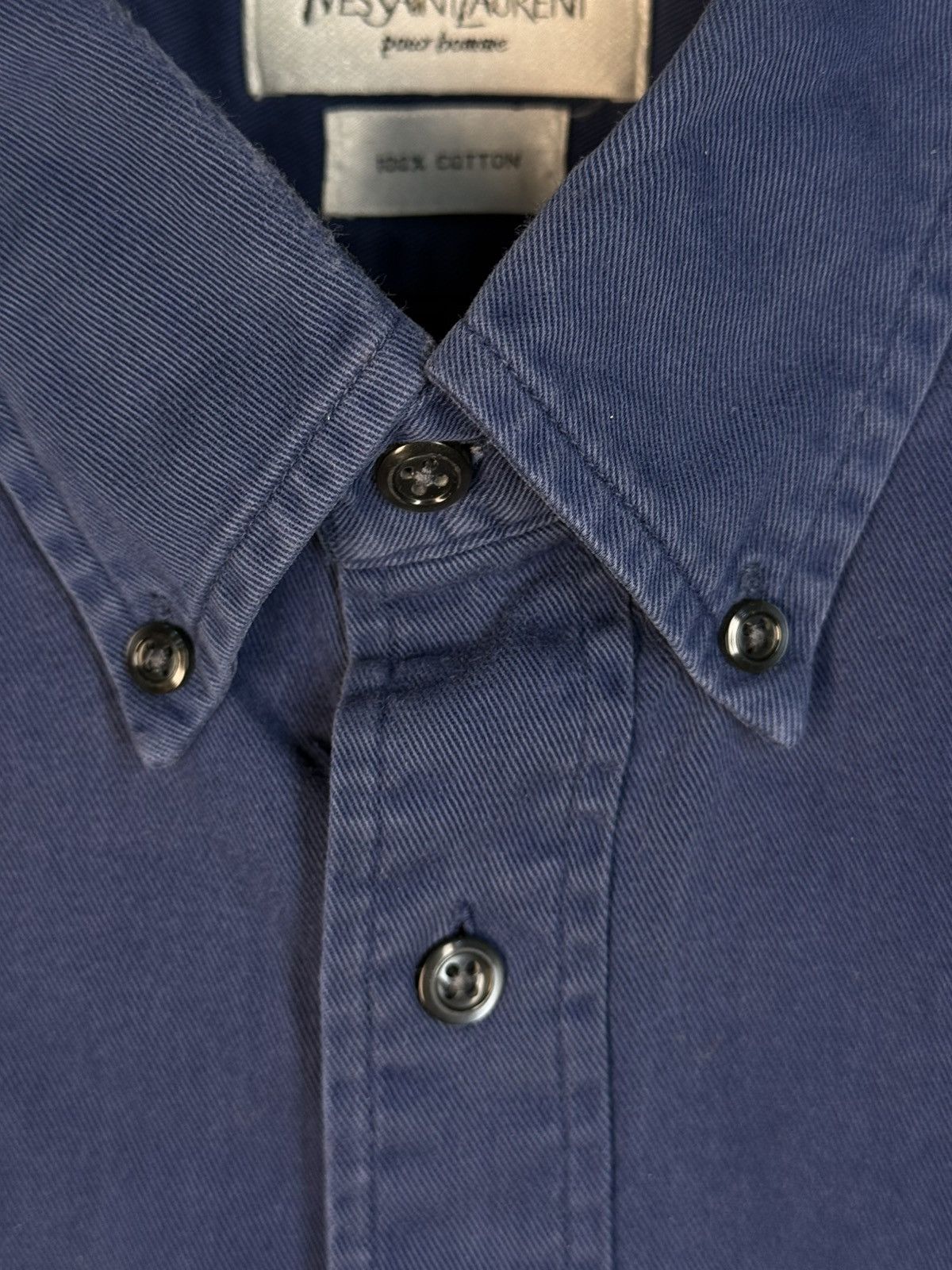 Yves Saint Laurent Blue YSL Shirt Heavy Cotton Vintage Yves Saint Laurent Dress Size US XL / EU 56 / 4 - 8 Thumbnail