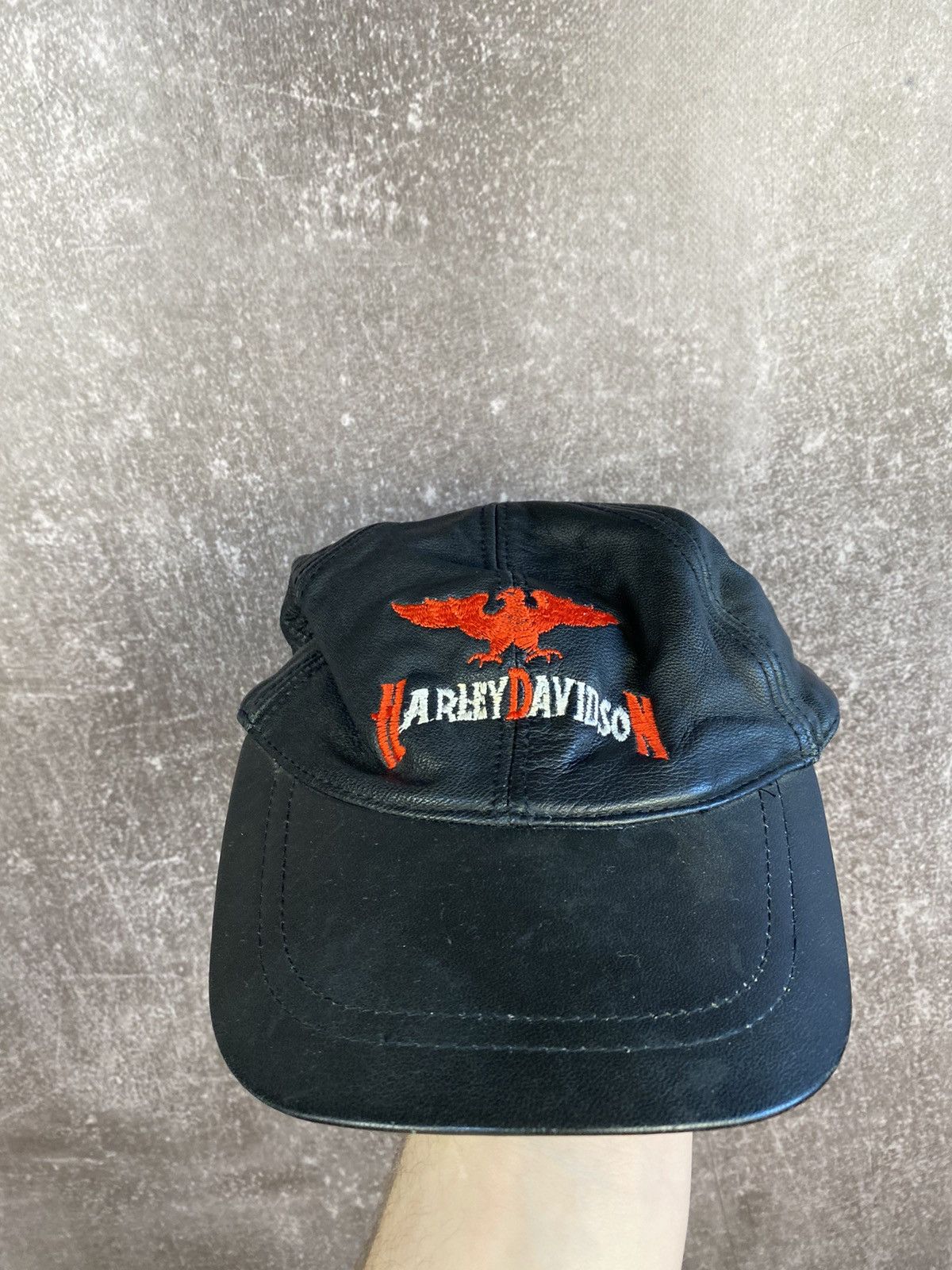 Harley Davidson × Vintage Vintage 90s Harley Davidson Leather Cap Size ONE SIZE - 2 Thumbnail