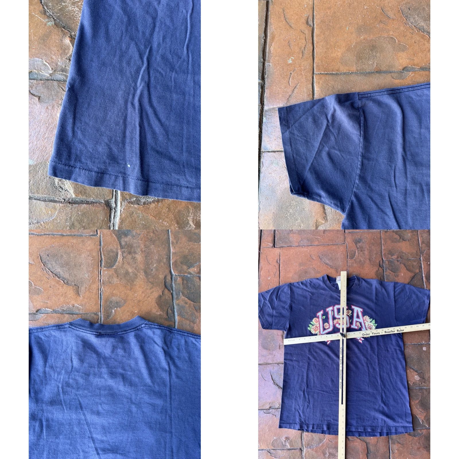 Vintage VINTAGE Sasson USA Flower T Shirt M Men Blue Cotton Crew Neck Short Sleeve USA Size US M / EU 48-50 / 2 - 8 Thumbnail