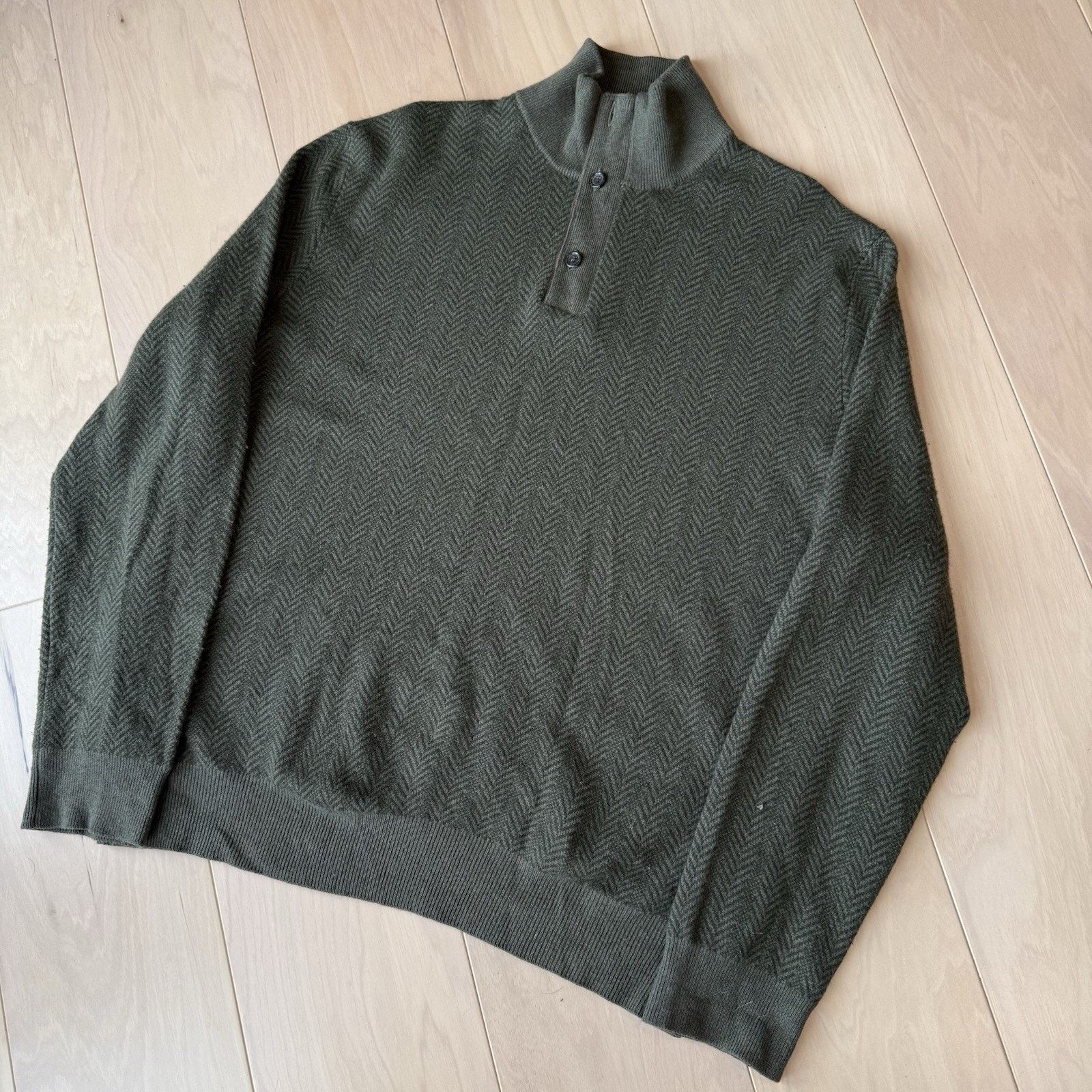 Polo Ralph Lauren Polo Ralph Lauren 1/4 Zip Sweater XL Green Wool Herringbone Size US XL / EU 56 / 4 - 11 Thumbnail