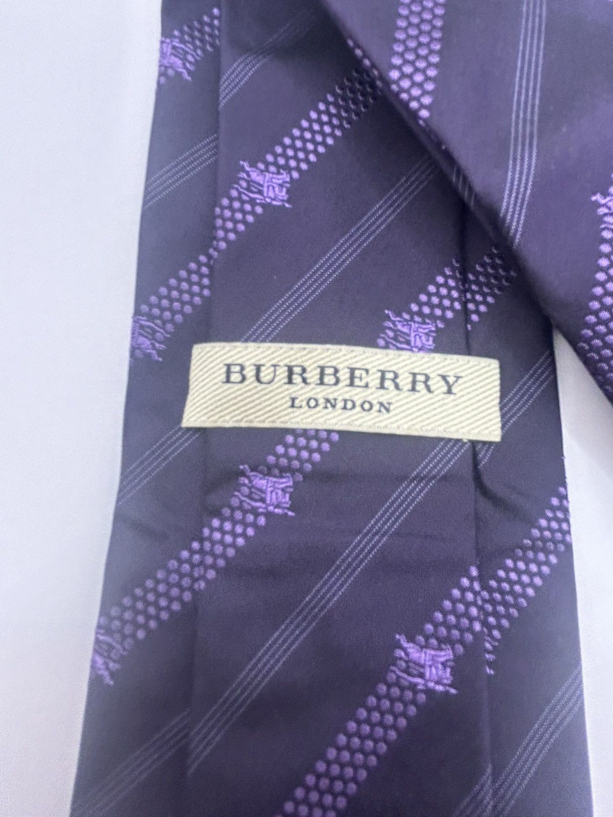 Burberry Burberry London Purple Monogram Striped Tie Size ONE SIZE - 2 Thumbnail
