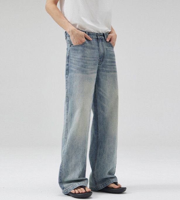 Jean American high street baggy light blue whisker jeans Size US 32 / EU 48 - 3 Thumbnail