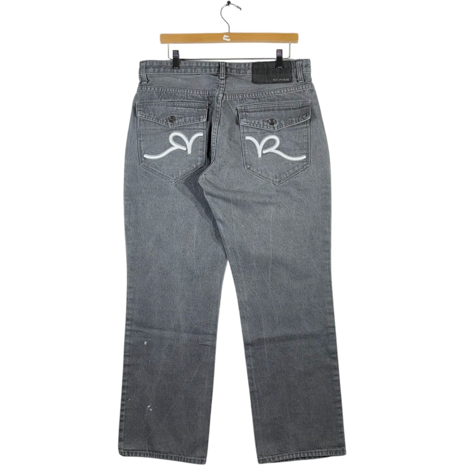 Rocawear Vintage Roca Wear Embroidered Straight Leg Denim Jeans 36x31 Size US 36 / EU 52 - 5 Thumbnail