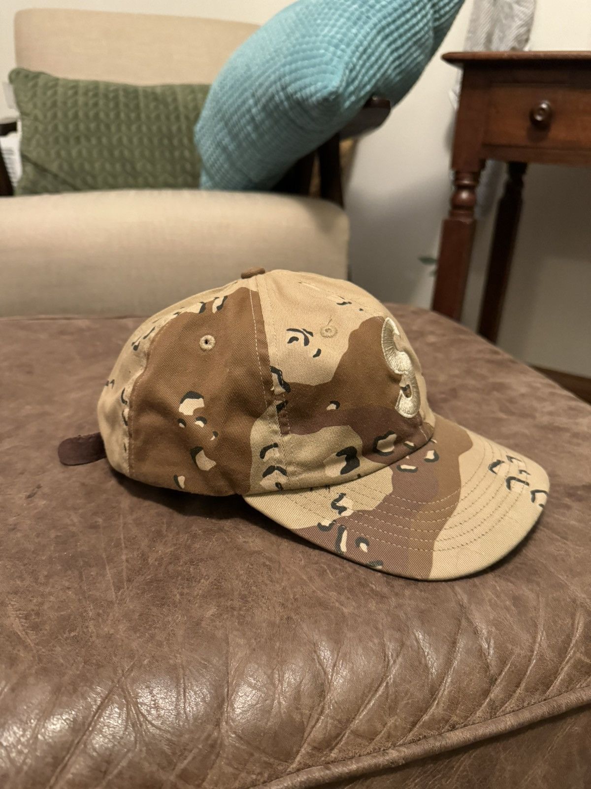 Supreme Tonal S Logo 6 Panel Cap Desert Camo Fw17 - Hats