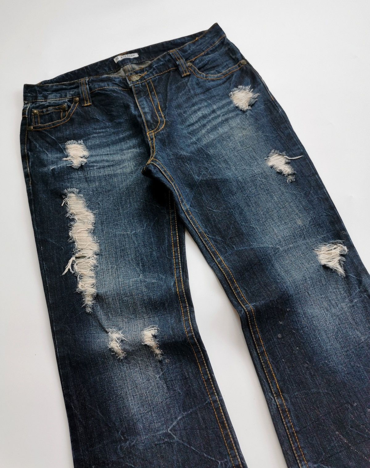 Japanese Brand SORRIDERE DISTRESSED FLARE JEANS Size US 34 / EU 50 - 7 Thumbnail