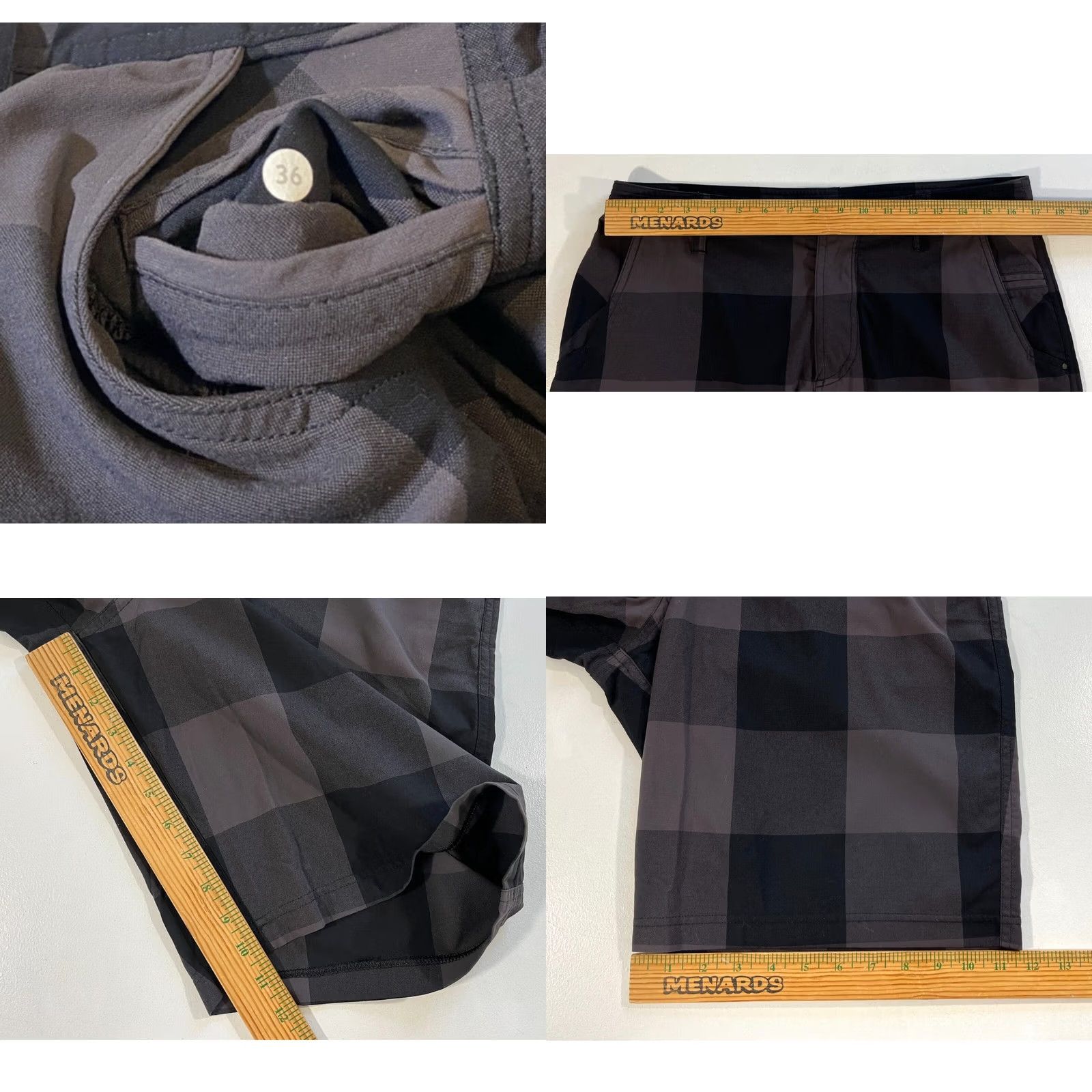 Lululemon Lululemon Kahuna Plaid Shorts Mens 34 Casual Chino 10" Inseam Black Gray Size US 34 / EU 50 - 8 Thumbnail