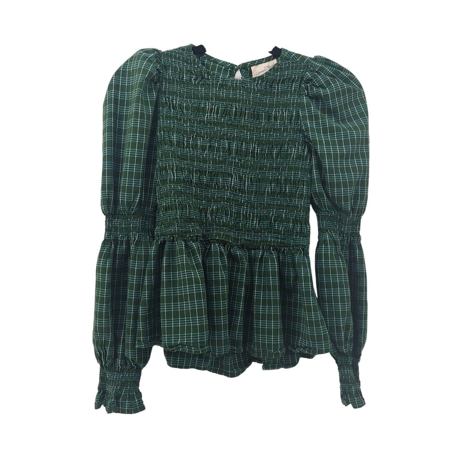 Other Universal Thread Green Plaid Women's Top Puffy Sleeves XS Size XS / US 0-2 / IT 36-38 - 1 Thumbnail