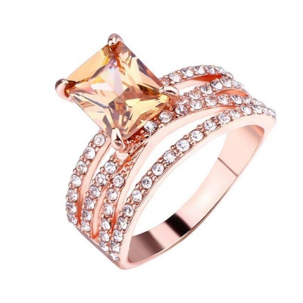 Designer Sparkling Champagne Morganite Crystal Engagement Ring Size ONE SIZE - 6 Thumbnail