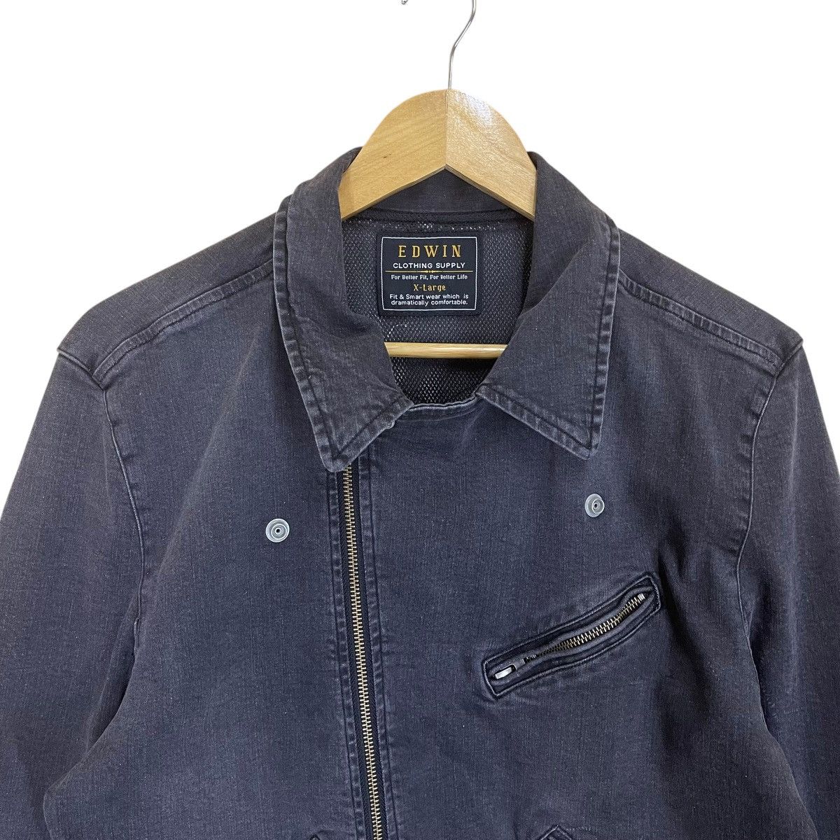 Edwin × Vintage RIOT🔥Edwin Double Collar Denim Jacket Size US M / EU 48-50 / 2 - 5 Thumbnail