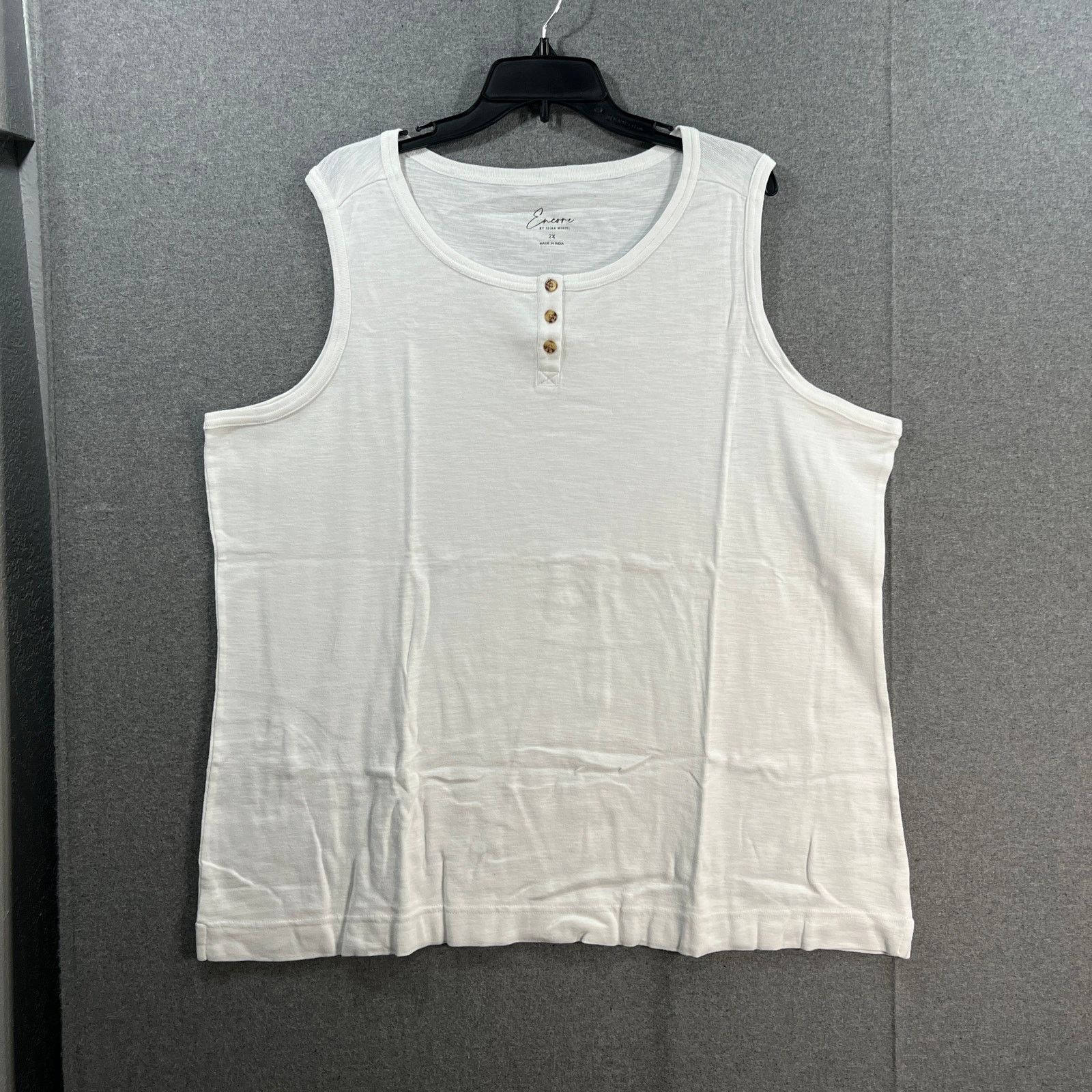 Other Encore by Idina Menzel Henley Tank Tee Bright White, Size 2X Size XXL / US 16-18 / IT 52-54 - 1 Thumbnail