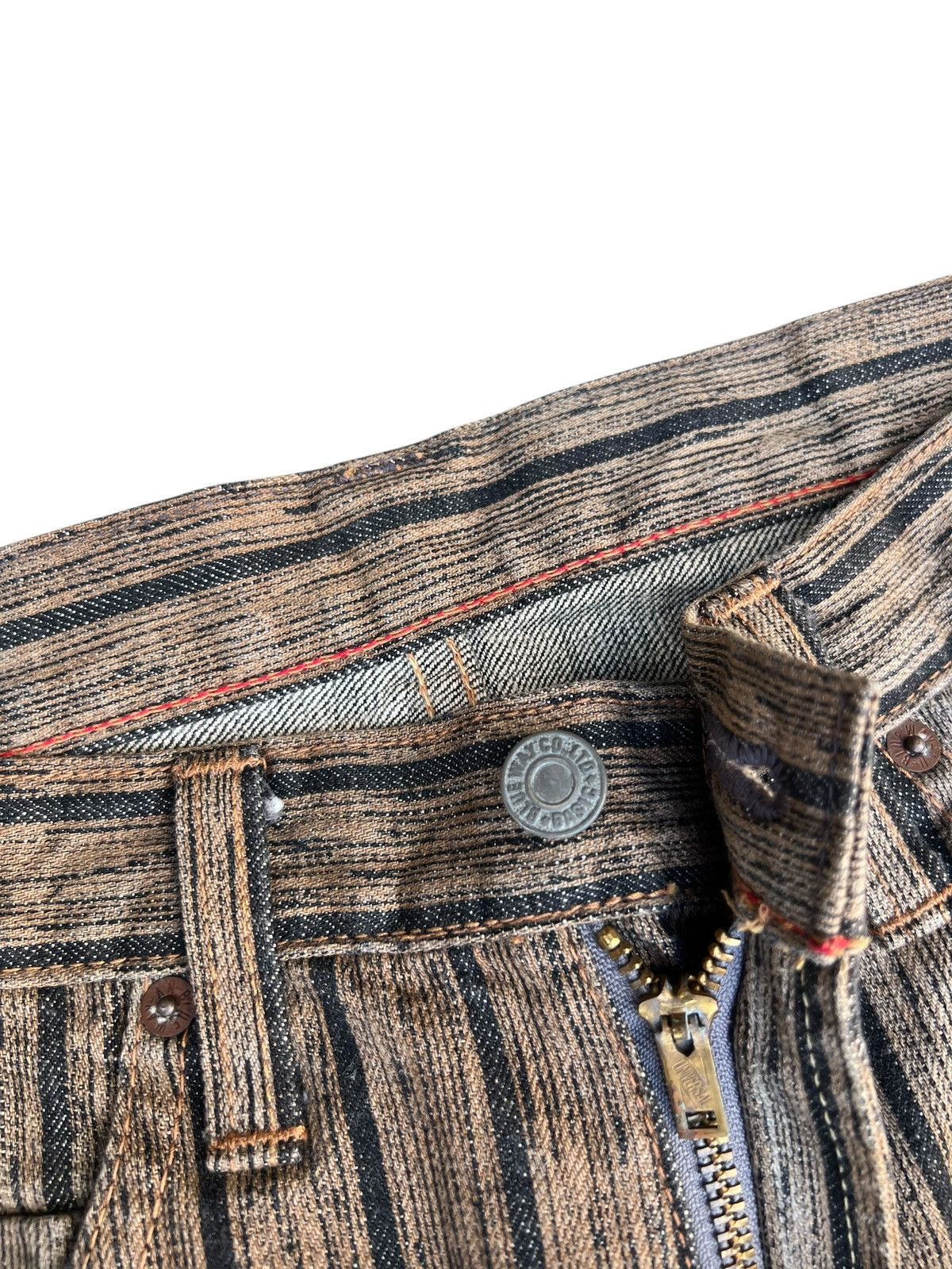 Schlussel Vintage BLUE WAY Japan Faded Striped Denim Flare Jeans Size US 32 / EU 48 - 7 Thumbnail