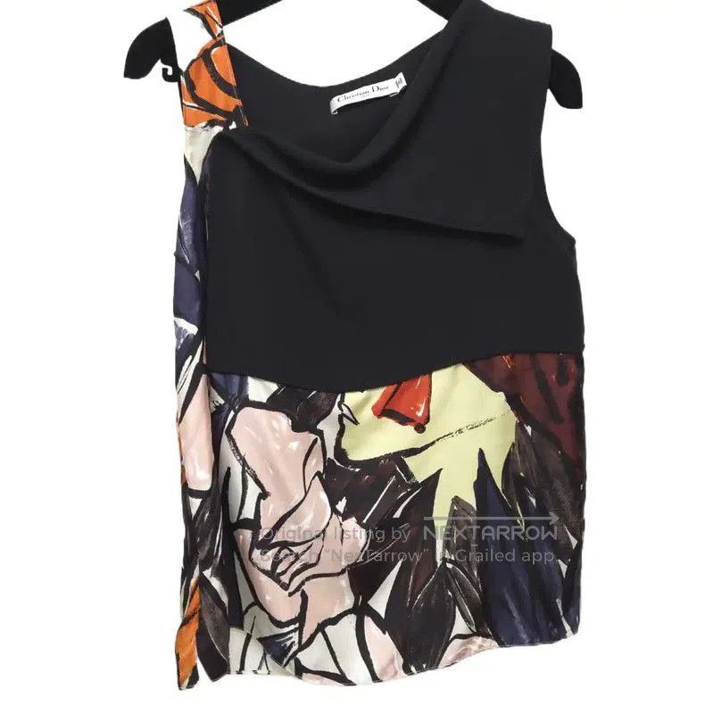 Dior Dior Black Silk Print Short Sleeve Top . Size XS / US 0-2 / IT 36-38 - 1 Thumbnail