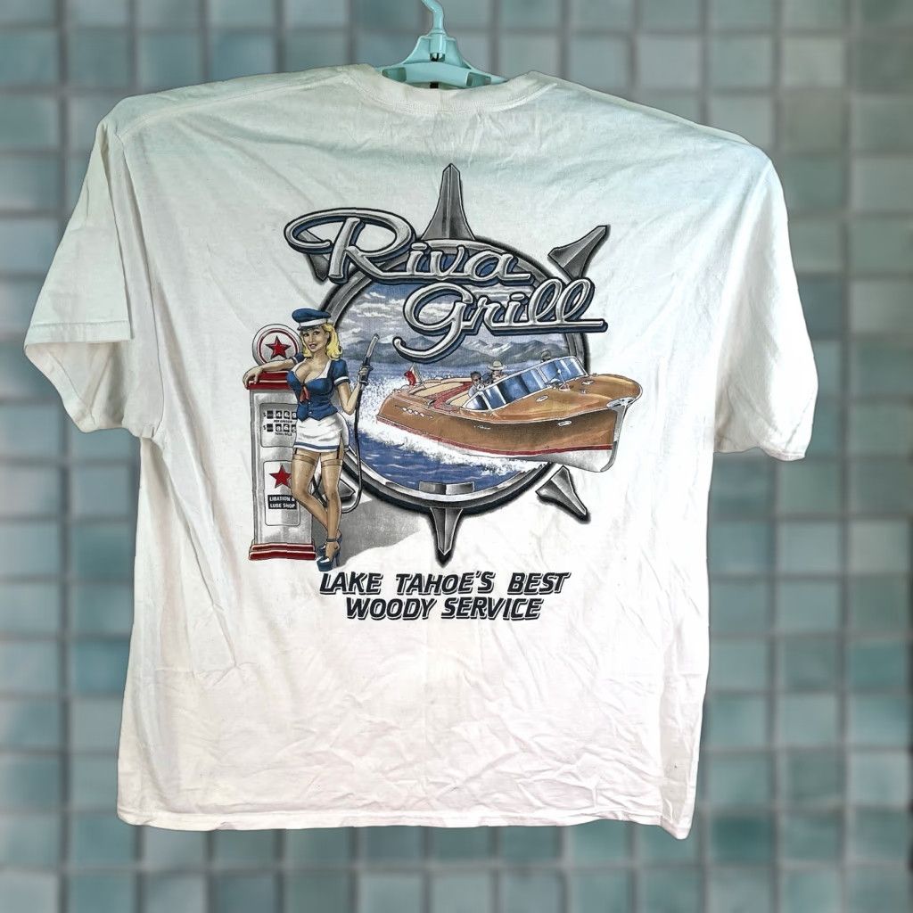 Vintage VINTAGE Riva Grill T-Shirt Mens XL 90s White Graphic Print Crew Neck Outdoor Nautical Size US XL / EU 56 / 4 - 1 Thumbnail