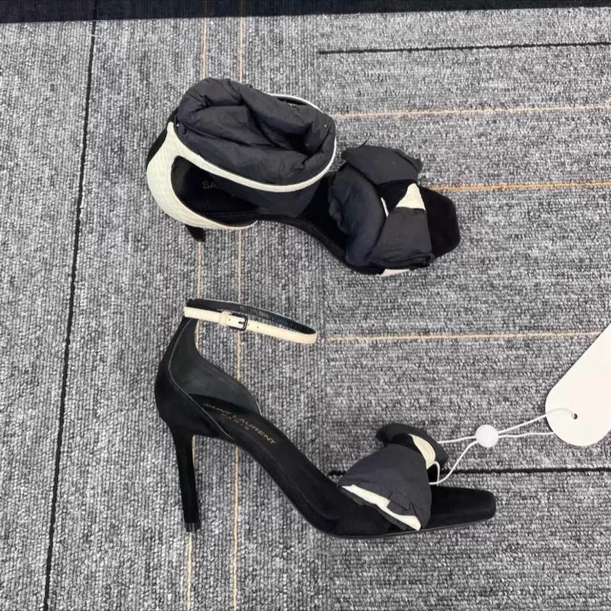Yves Saint Laurent YSL Robin Bow Crepe Satin Cross-Strap Heel Sandal 35 Unused Size US 4.5 / IT 34.5 - 3 Thumbnail