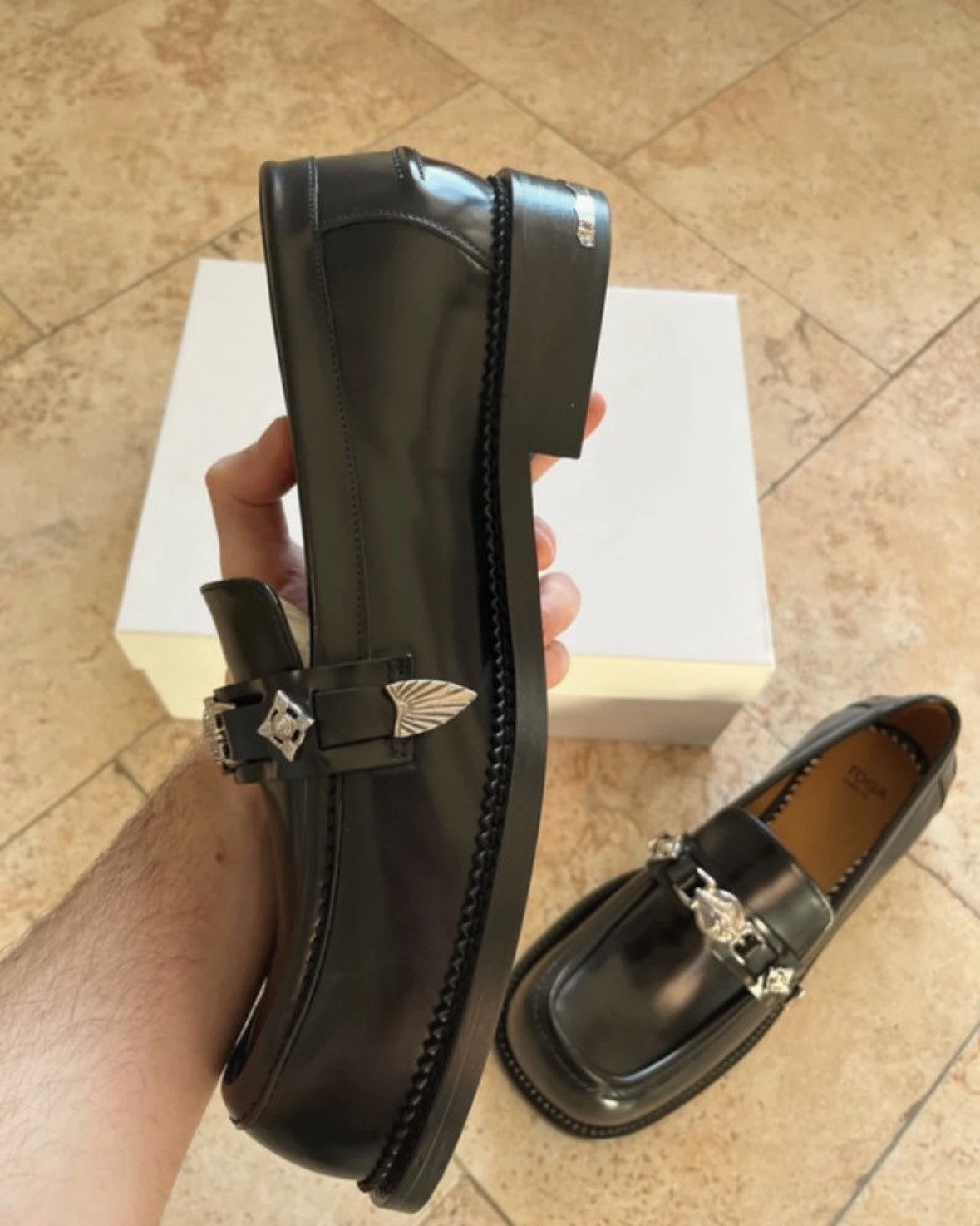 TOGA VIRILIS Toga Virilis Polished Black Loafers Size US 12 / EU 45 - 4 Thumbnail
