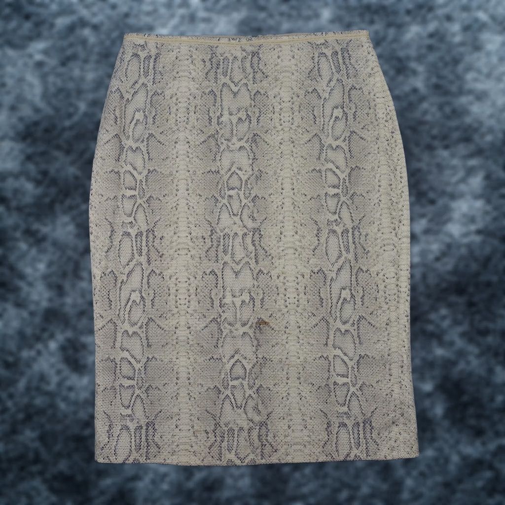 Elie Tahari Elie Tahari Skirt Womens 6 Beige Snake Print Tweed Knee Length Lined Slit Pencil Regular" Size 28" / US 6 / IT 42 - 1 Thumbnail