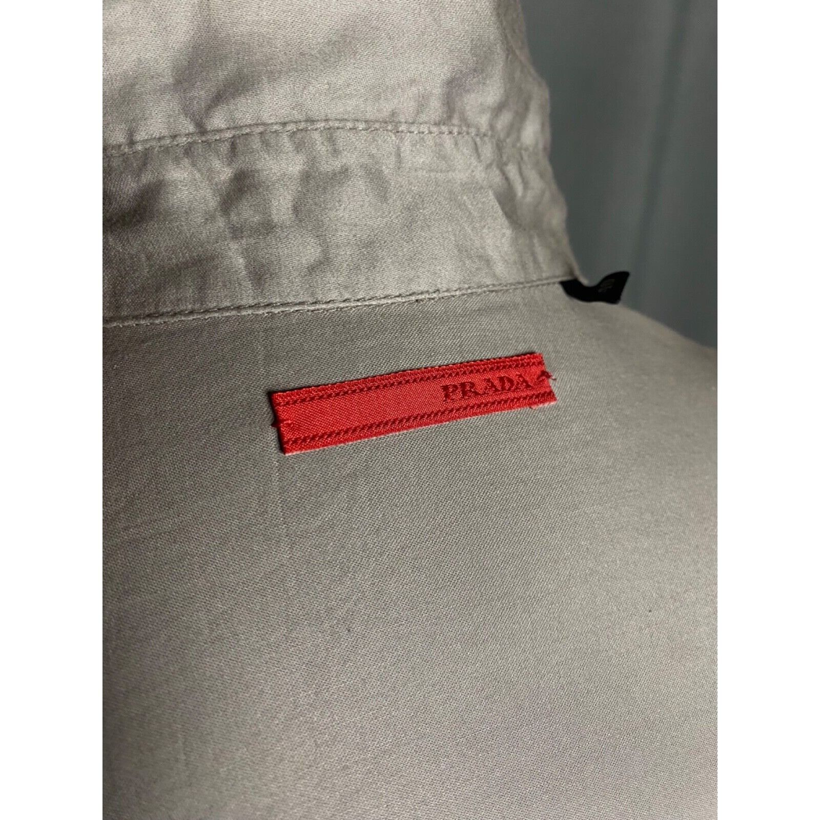 Prada Men's Khaki Gray Longsleeve Shirt Size 40