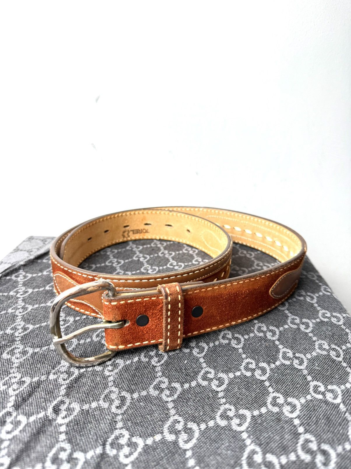 Genuine Leather Rare! Vintage Leather Belt Western Cowboy Style Texas Sendra Size ONE SIZE - 2 Thumbnail