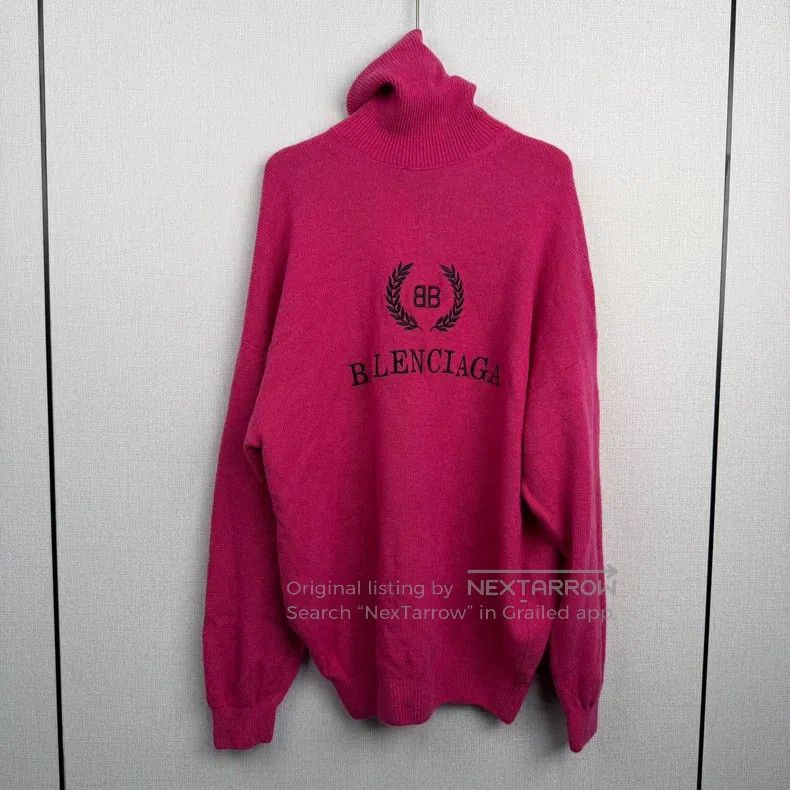 Balenciaga High-neck wheat sheaf logo cashmere sweater