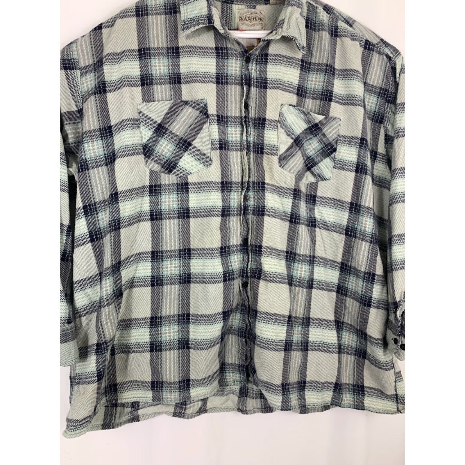 Vintage VINTAGE Saugatuck Mens 3XL Cotton Blue Plaid Flannel Button Up Shirt Size US XXL / EU 58 / 5 - 4 Thumbnail