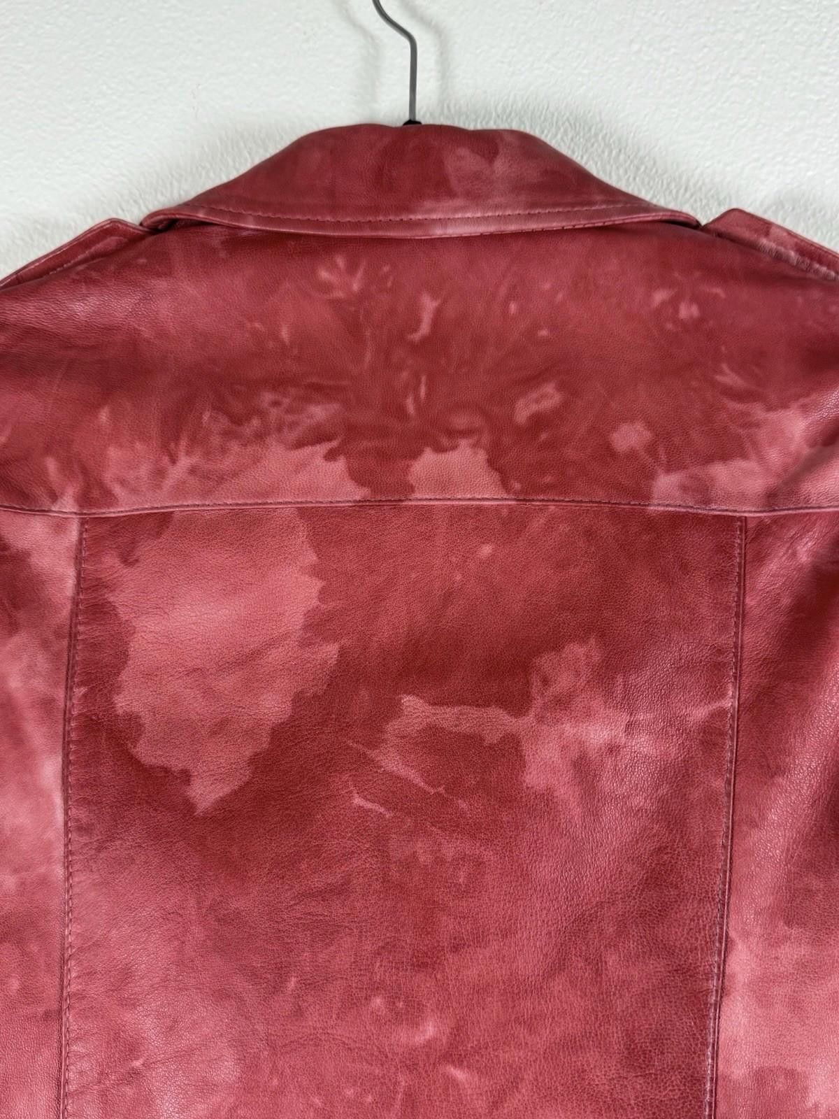 Allsaints $619 EUC All Saints Red Tie Dye Leather Biker Jacket Size 2 Size XS / US 0-2 / IT 36-38 - 5 Thumbnail