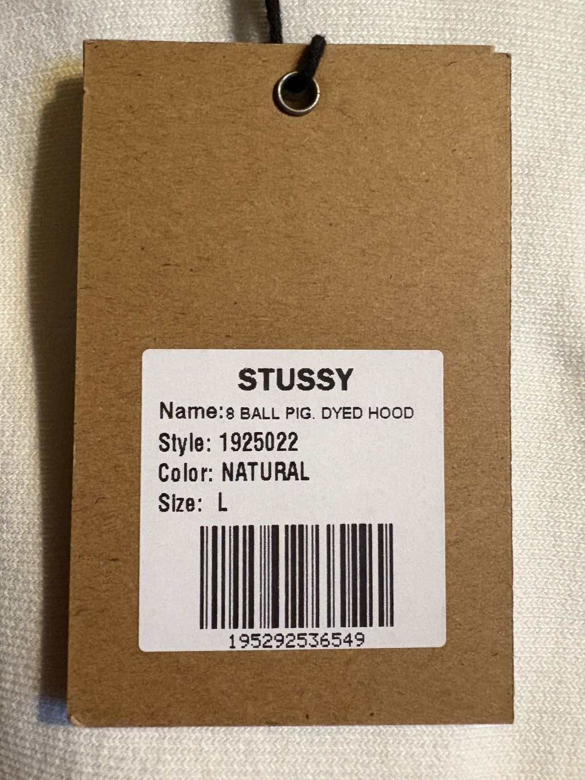 Stussy Stüssy 8 Ball Hoodie Pigment Dyed - Natural - Size Large Size US L / EU 52-54 / 3 - 4 Thumbnail