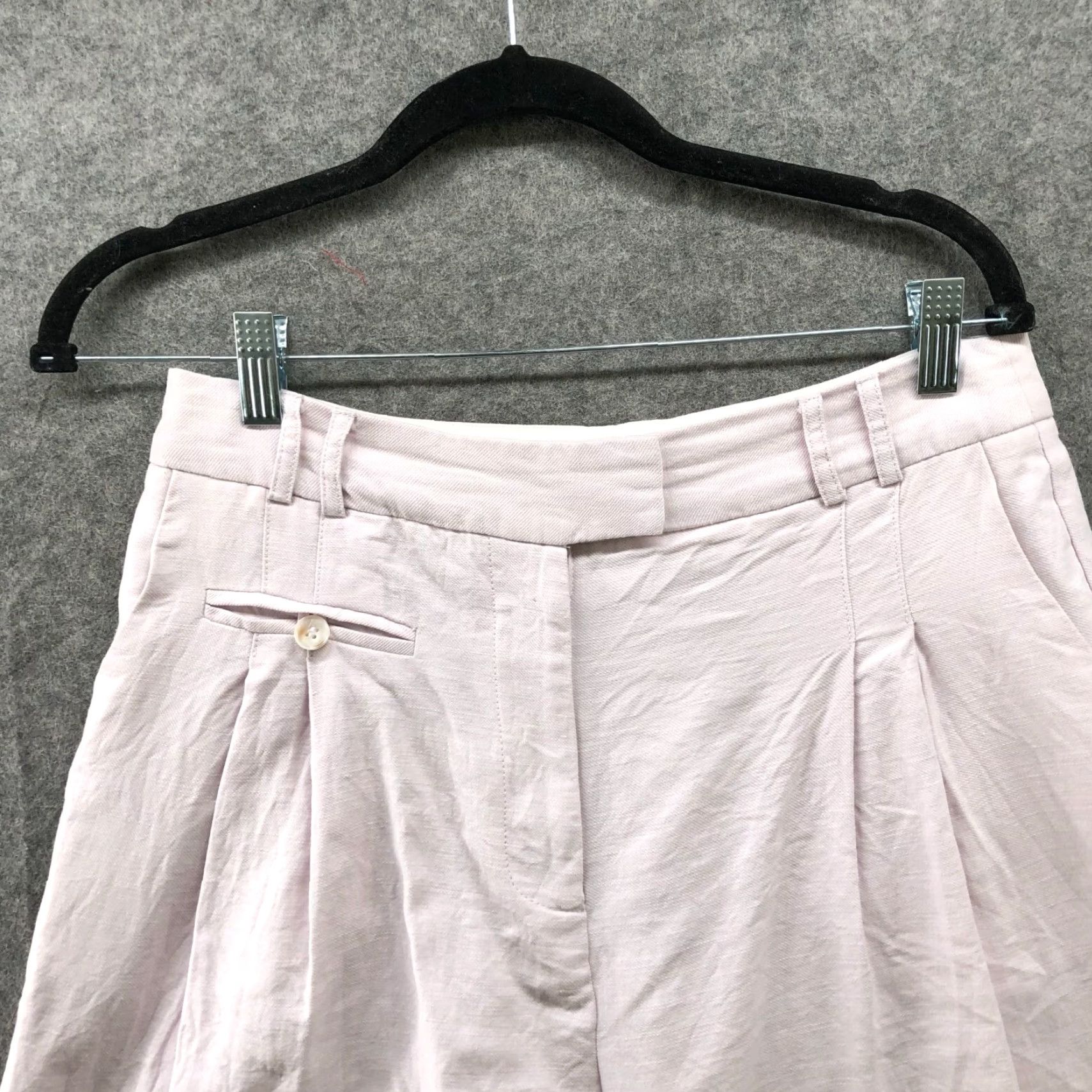 Topshop TOPSHOP Linen Blend Culotte Shorts Womens 8 Light Pink Pleated High Waist Casual Size 30" / US 8 / IT 44 - 3 Thumbnail