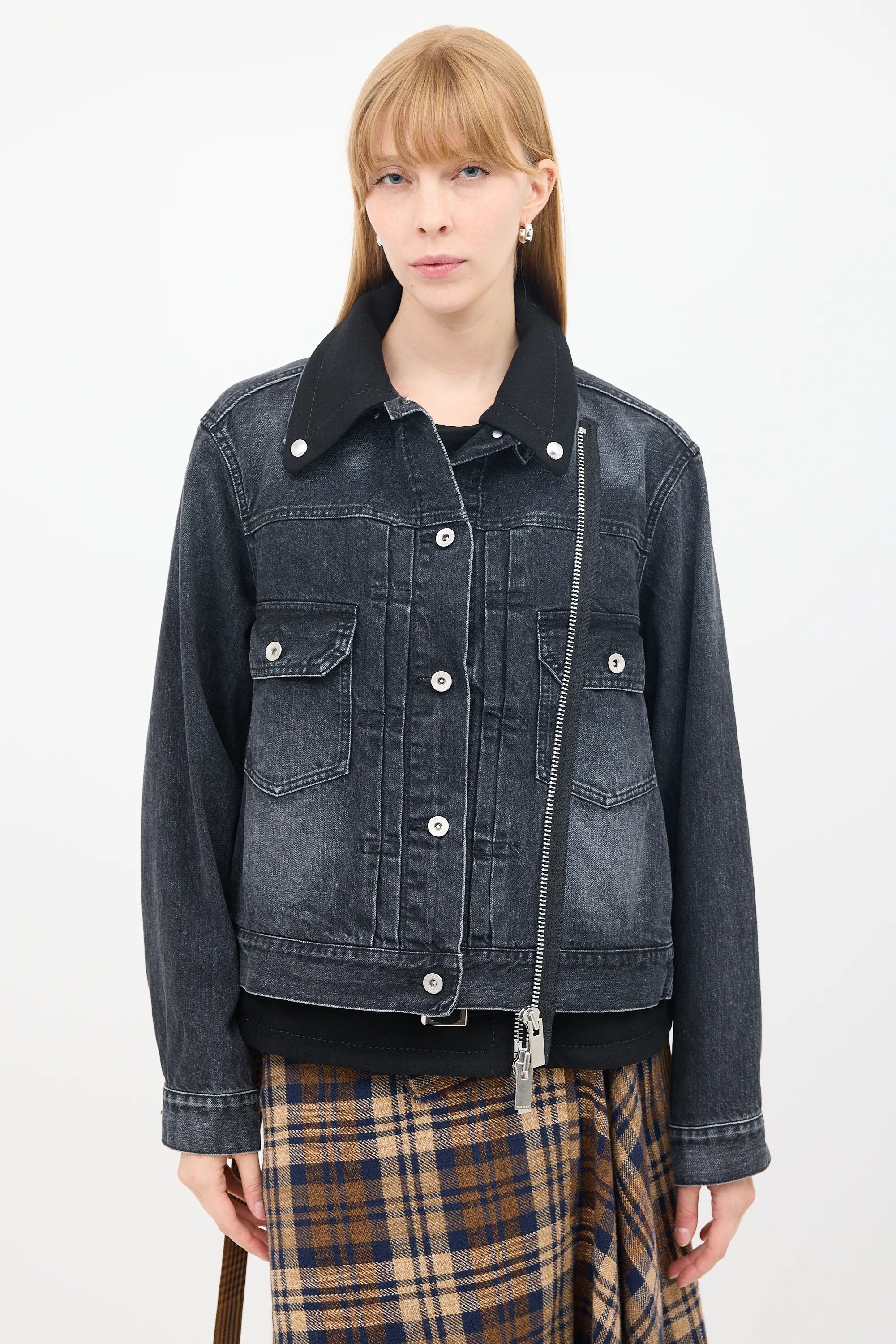 Sacai Sacai Black Wool & Denim Layered Jacket Size M / US 6-8 / IT 42-44 - 8 Thumbnail