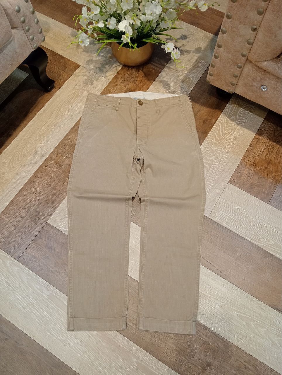 VISVIM JAPAN PREMIUM GIZA BUCKLE BACK COTTON PANTS