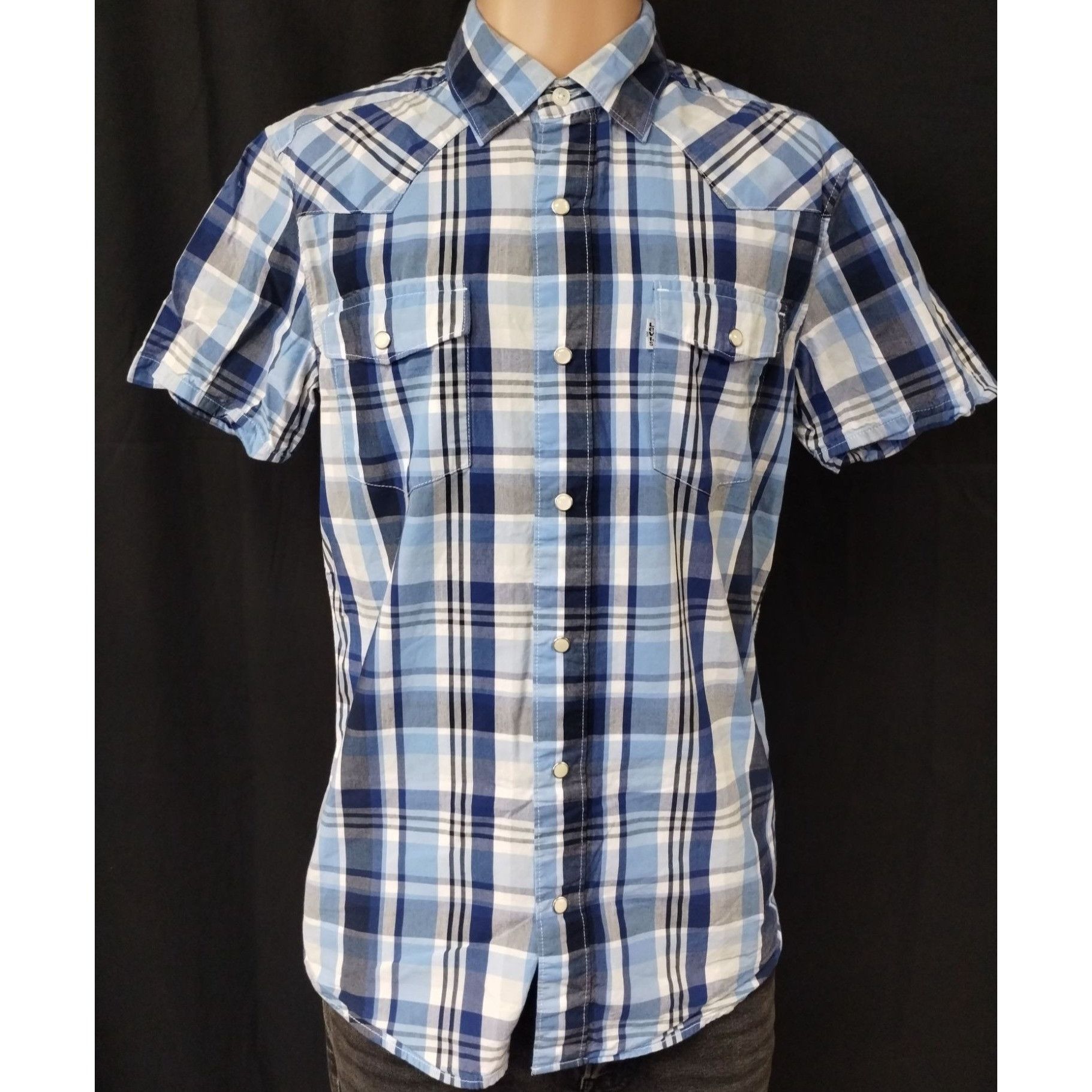 Levi's Levi's Men's Blue Plaid Shirt/Button Snaps Size M SKU 4004 Size US M / EU 48-50 / 2 - 1 Thumbnail