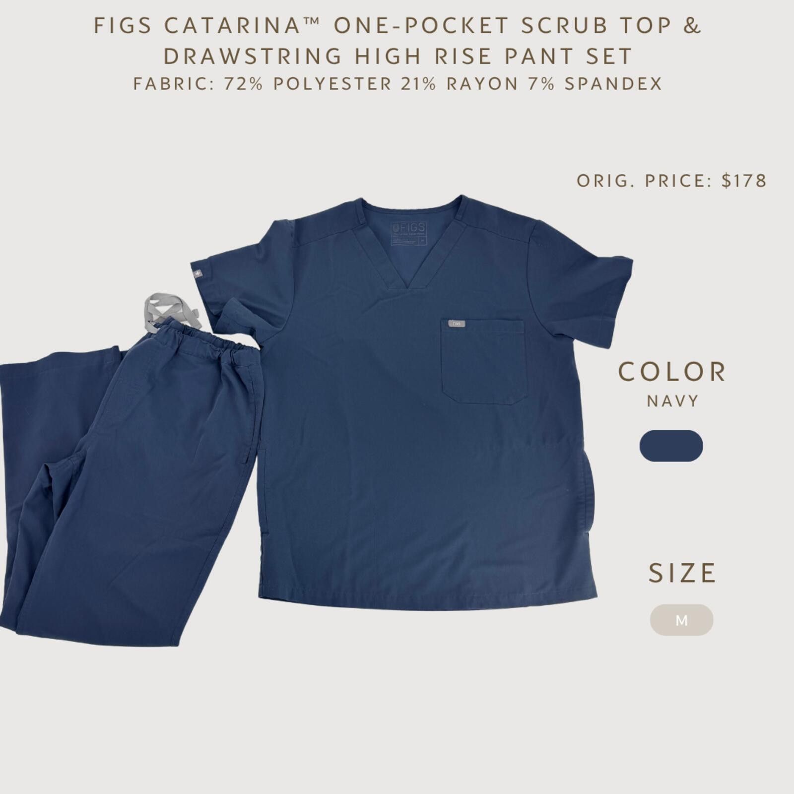 Eileen Fisher FIGS Catarina Scrub Set Navy M Size 32" / US 10 / IT 46 - 2 Thumbnail